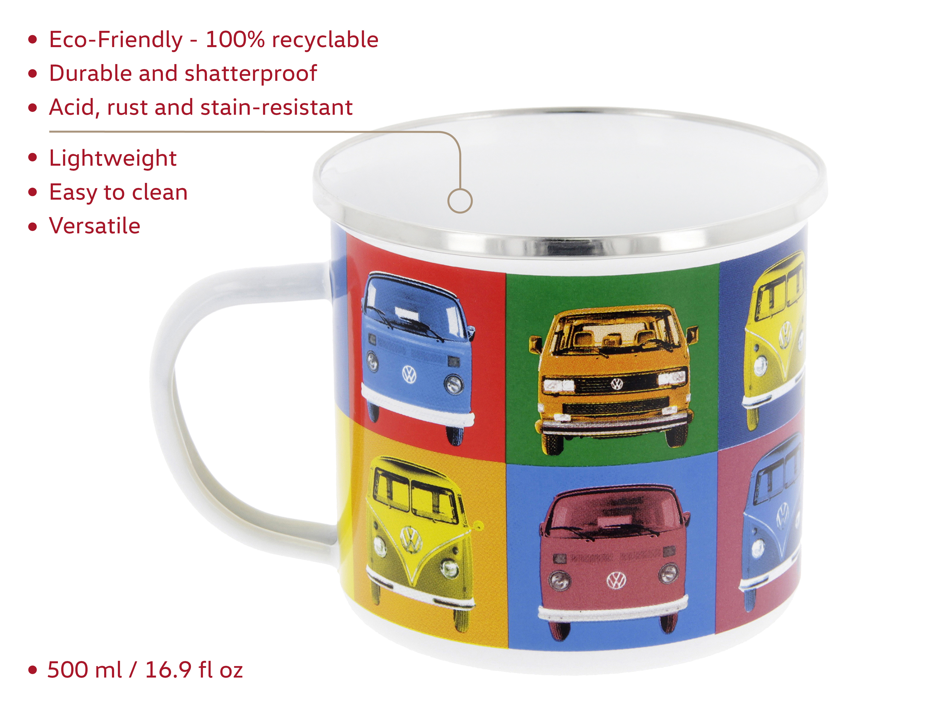 VW T1 Bulli Bus Tasse emailliert 500ml