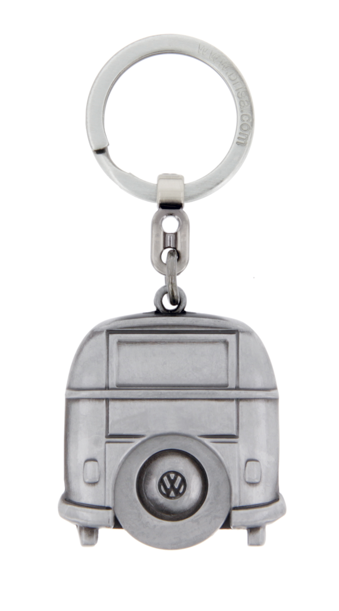 VW T1 Bulli bus keychain with shopping cart chip in gift box - antique silver look
