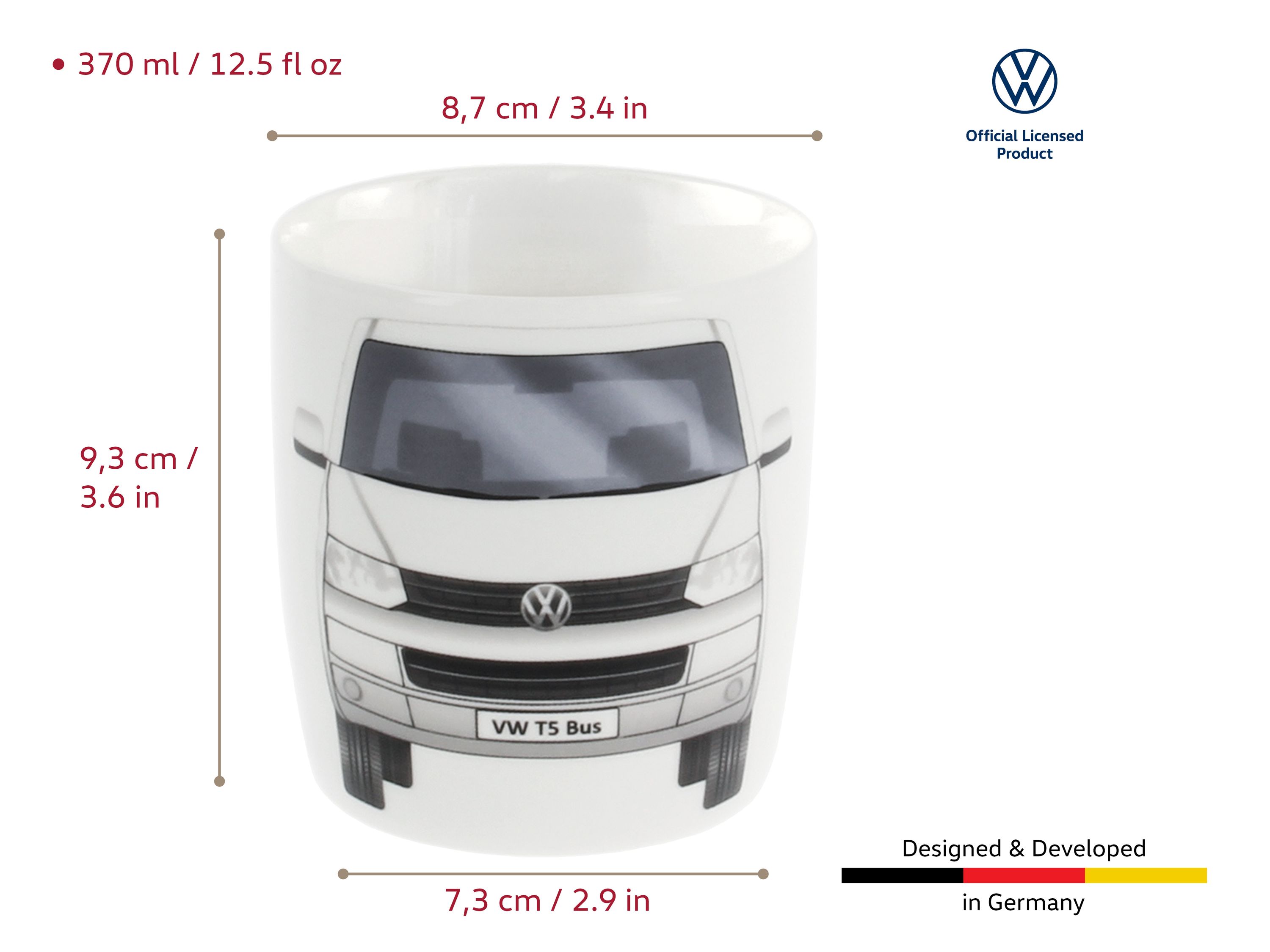 VOLKSWAGEN BUS VW T5 Combi Mug à café 370ml - blanc