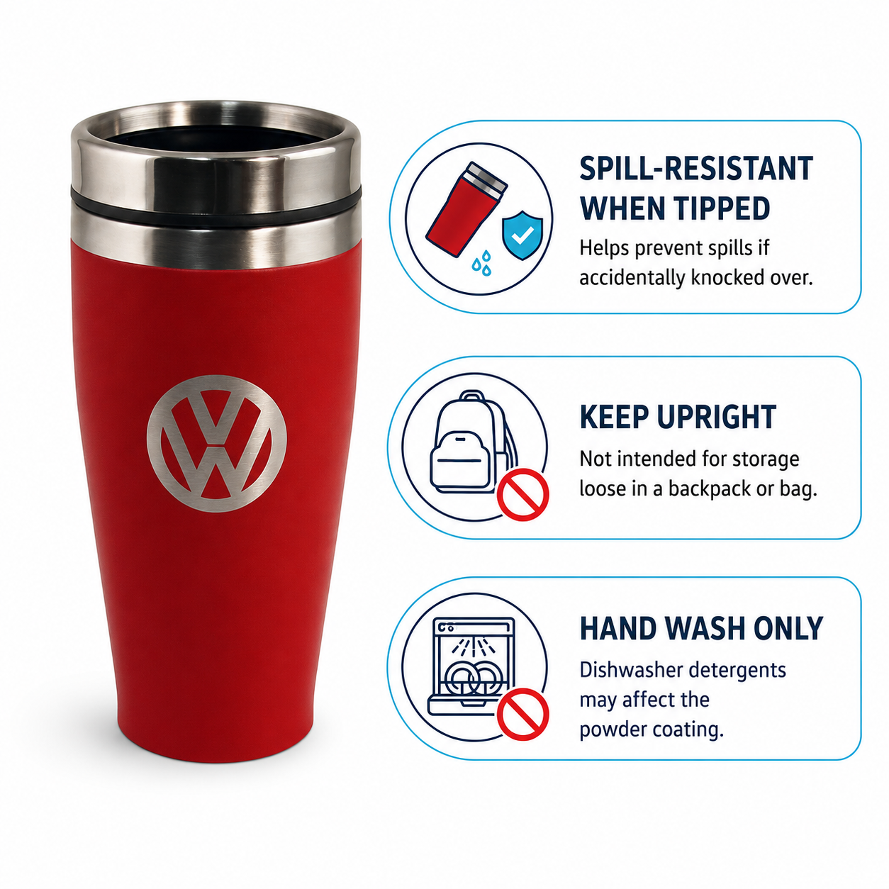 VW stainless steel thermo mug, double walled, 450ml