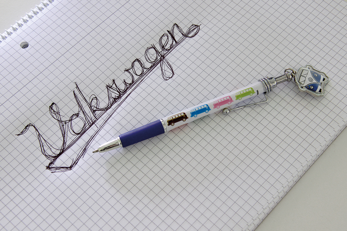 VW T1 Bulli Bus ballpoint pen with pendant - white