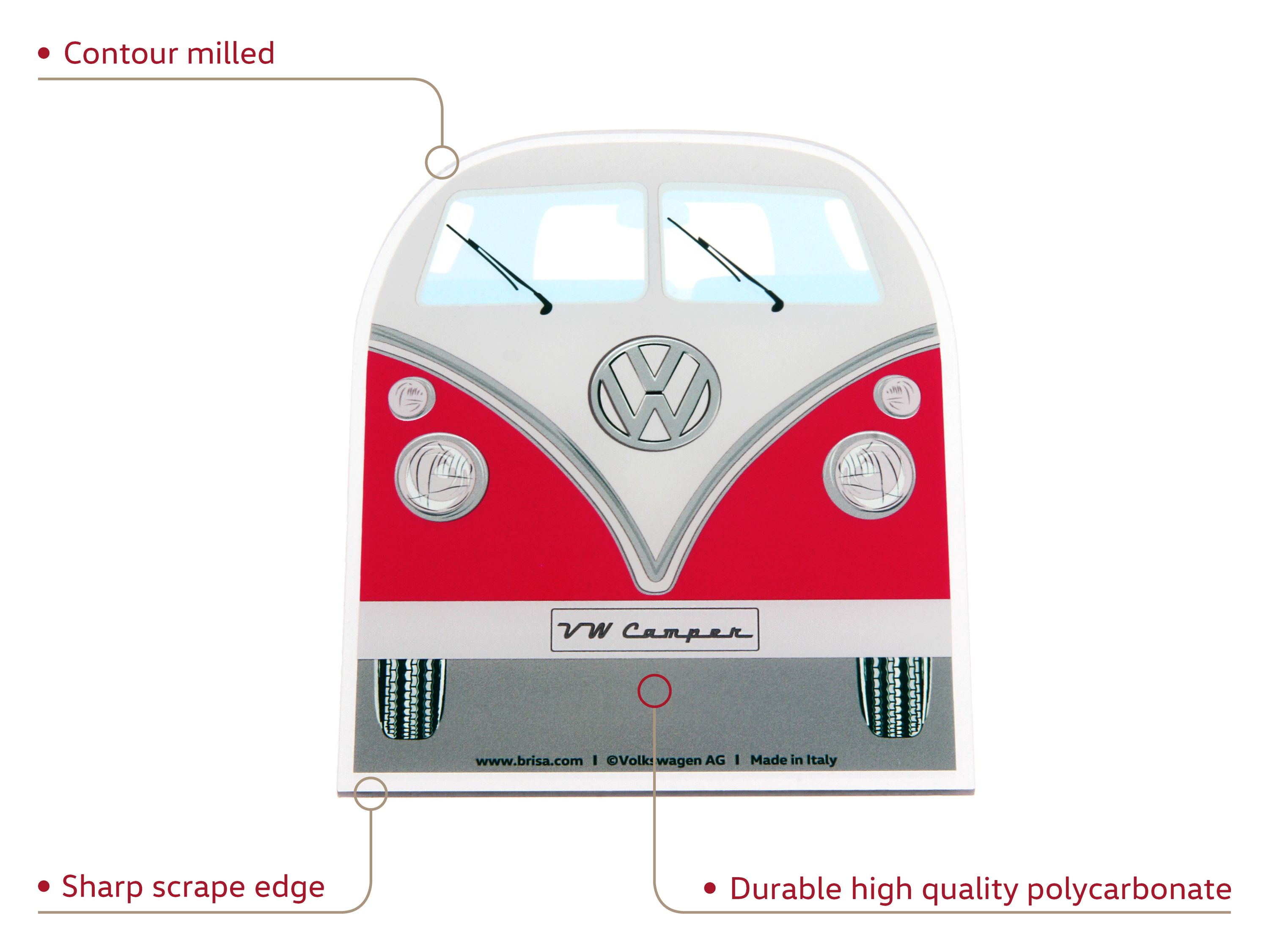 VW T1 Bulli Bus Ice Scraper - Front/Red