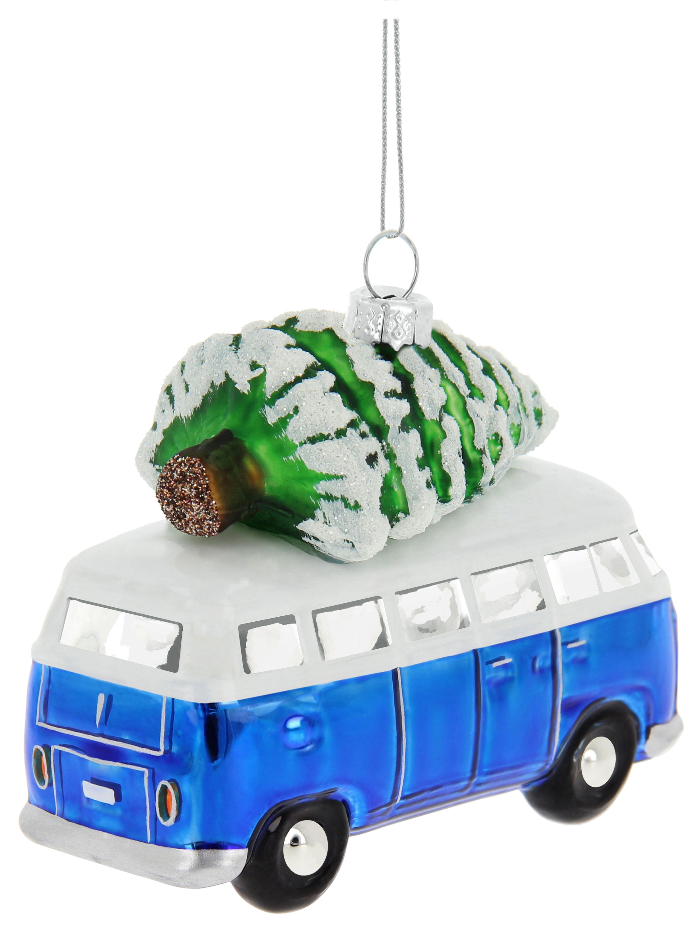 VW T1 Bulli Bus Deko-Anhänger & Weihnachtsschmuck aus Glas in Geschenkbox (Maßstab 1:40)