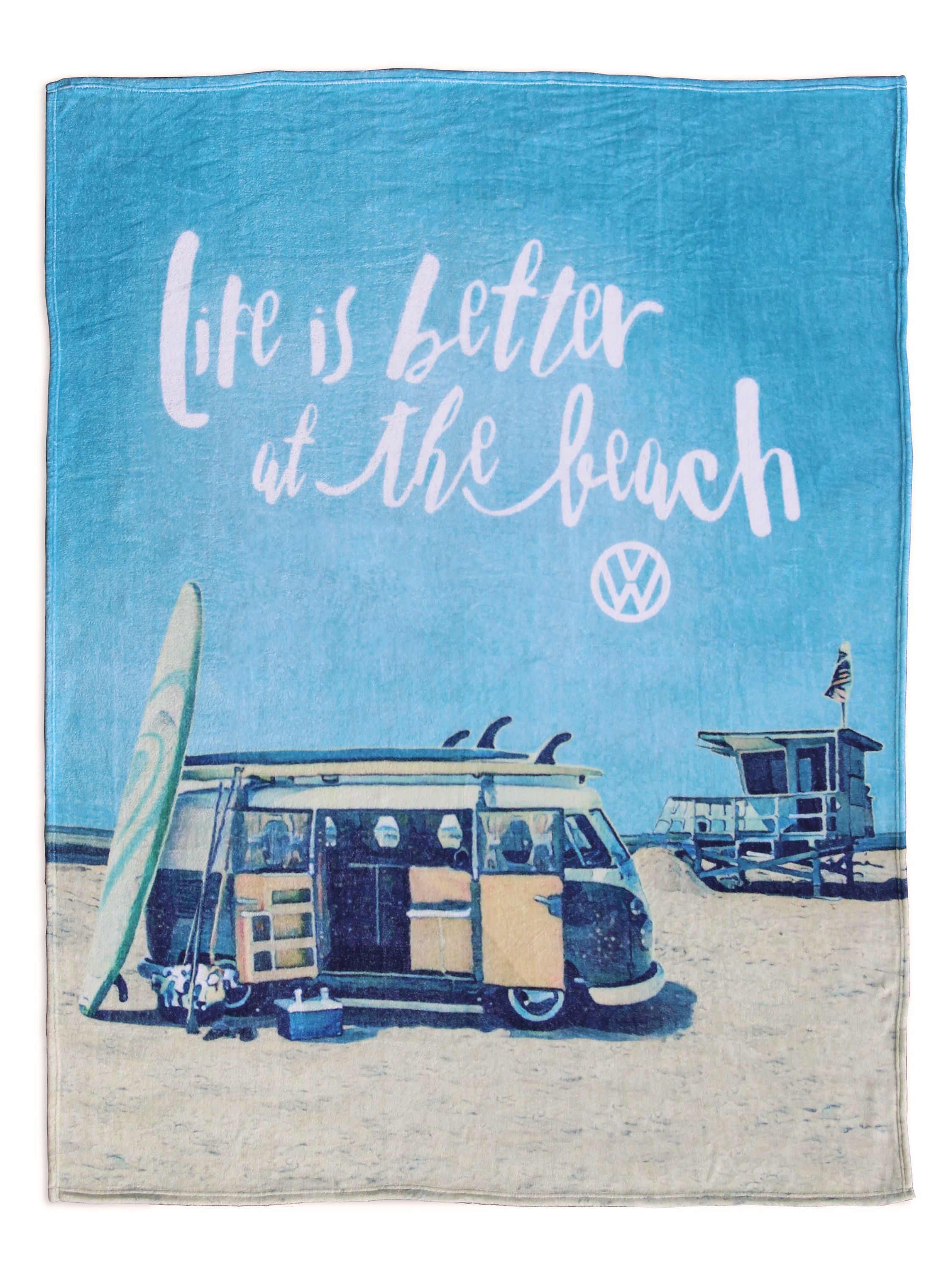 VW Fleecedecke Volkswagen, weich und kuschelig (VW Only, T1 oder Käfer Motiv) (150x200cm)