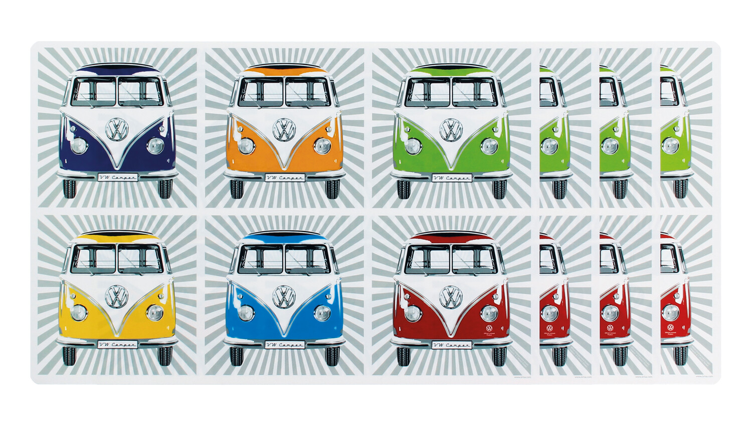 Volkswagen Bus VW T1 Combi Sets De Table, Lot De 4 - Rayure/Multicolore
