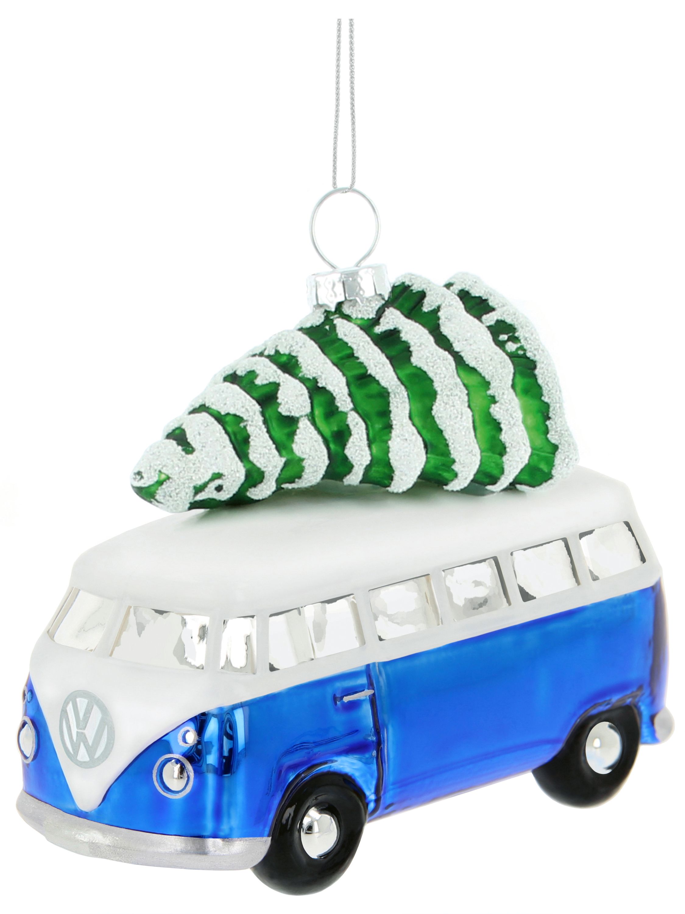 VW T1 Bulli Bus Deko-Anhänger & Weihnachtsschmuck aus Glas in Geschenkbox (Maßstab 1:40)
