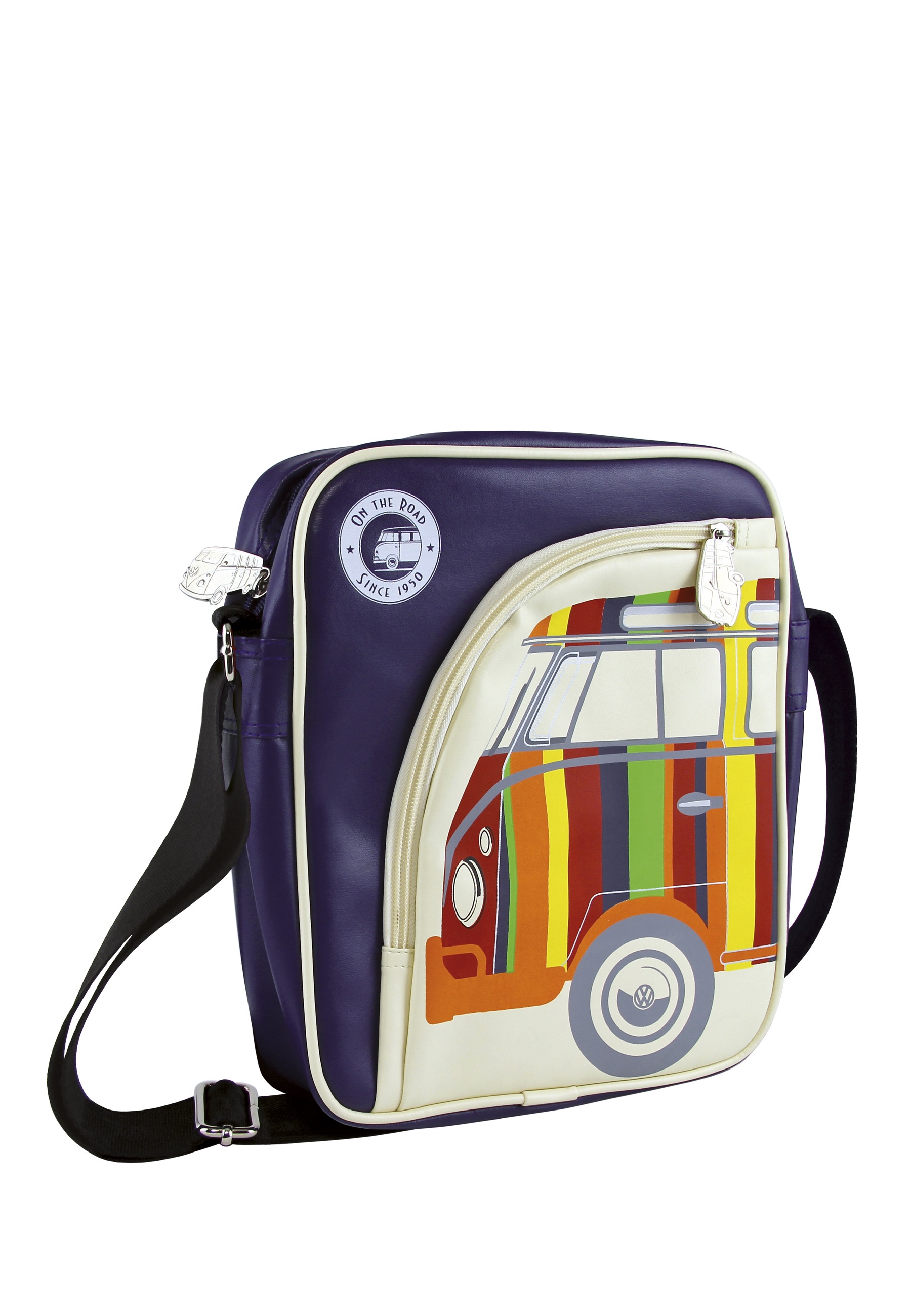 VW T1 Bulli Bus Retro/Vintage Schulter-, Tablet-, Reisetasche im Hochformat mit Streifen