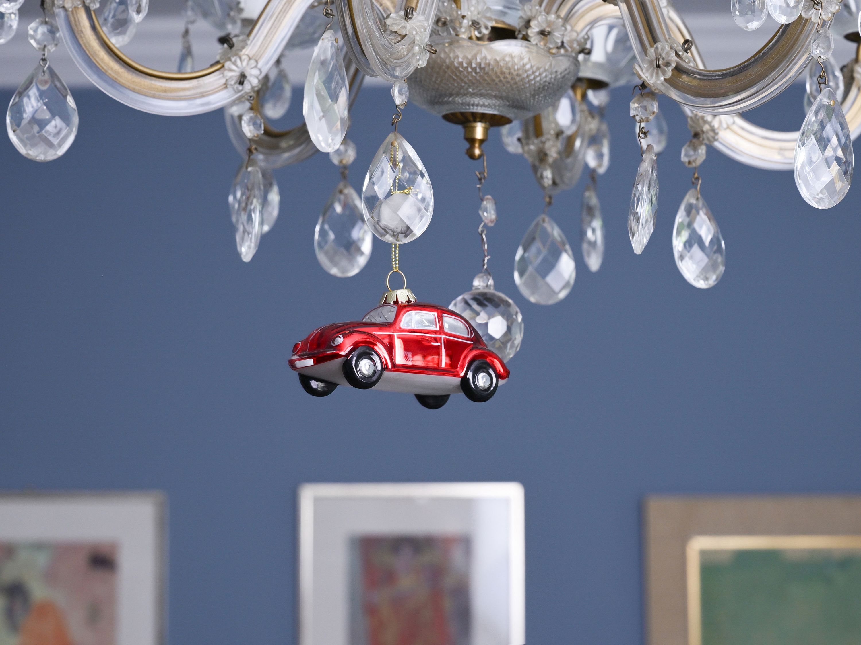 Pendentifs décoratifs VW Coccinelle & décorations de Noël en verre en boîte cadeau
