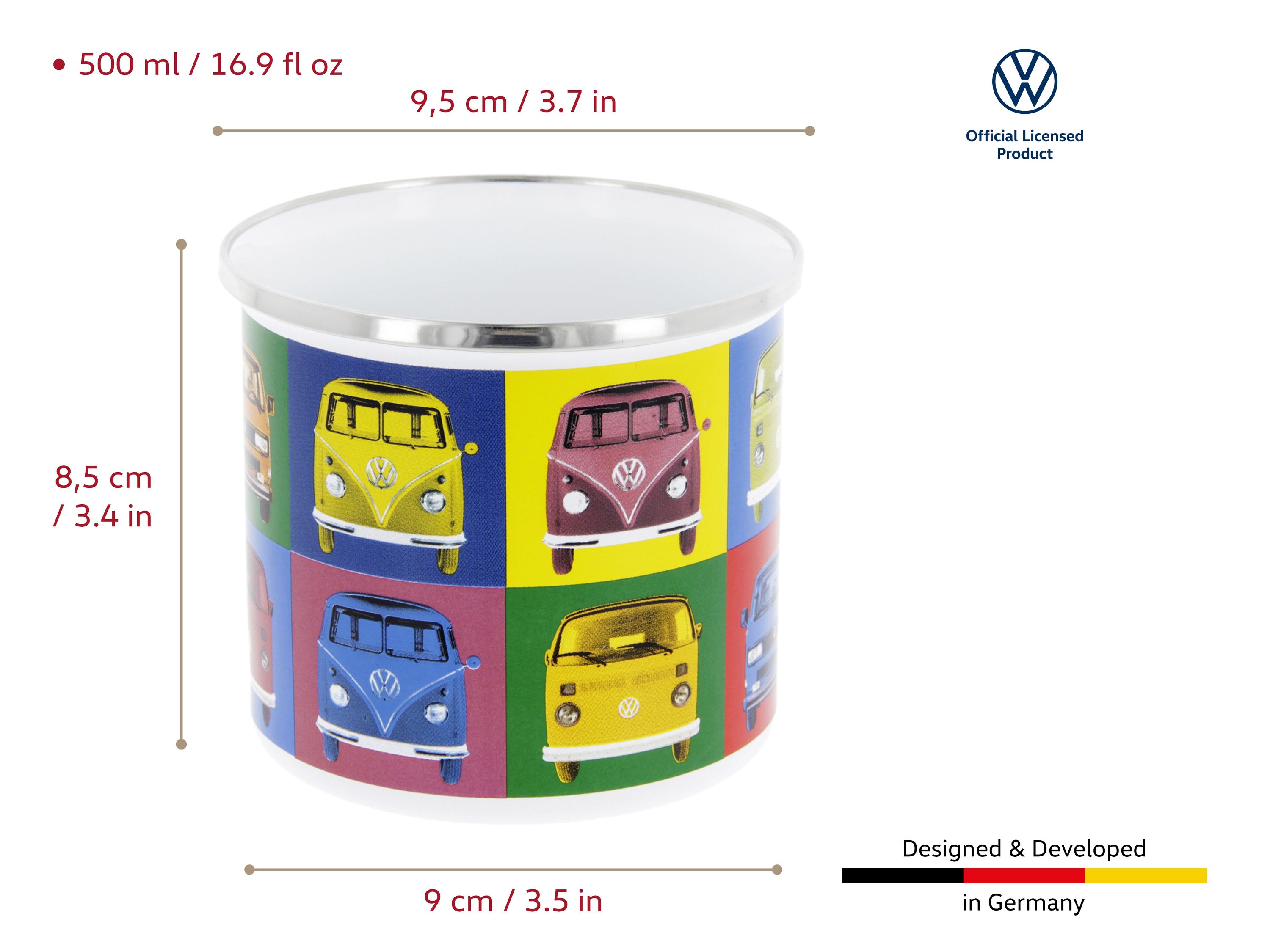 VW T1 Bulli Bus Tasse emailliert 500ml