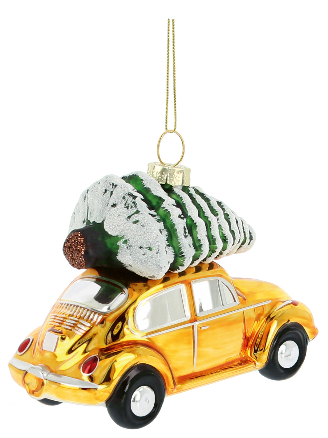 VW Käfer Deko-Anhänger & Weihnachtsschmuck aus Glas in Geschenkbox (Maßstab 1:40)