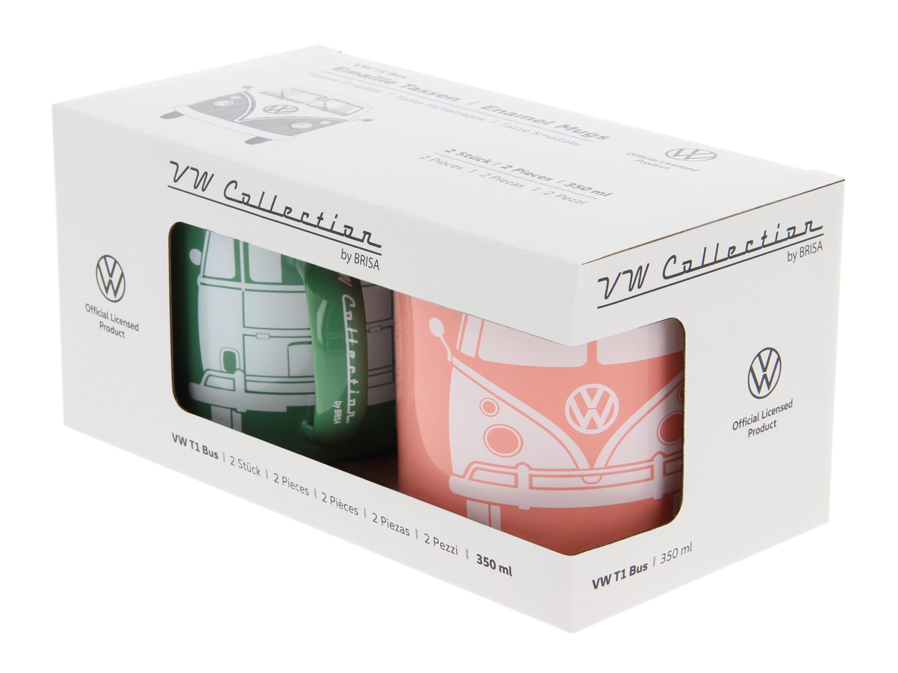 VW T1 Bulli bus mug enameled set of 2 350ml