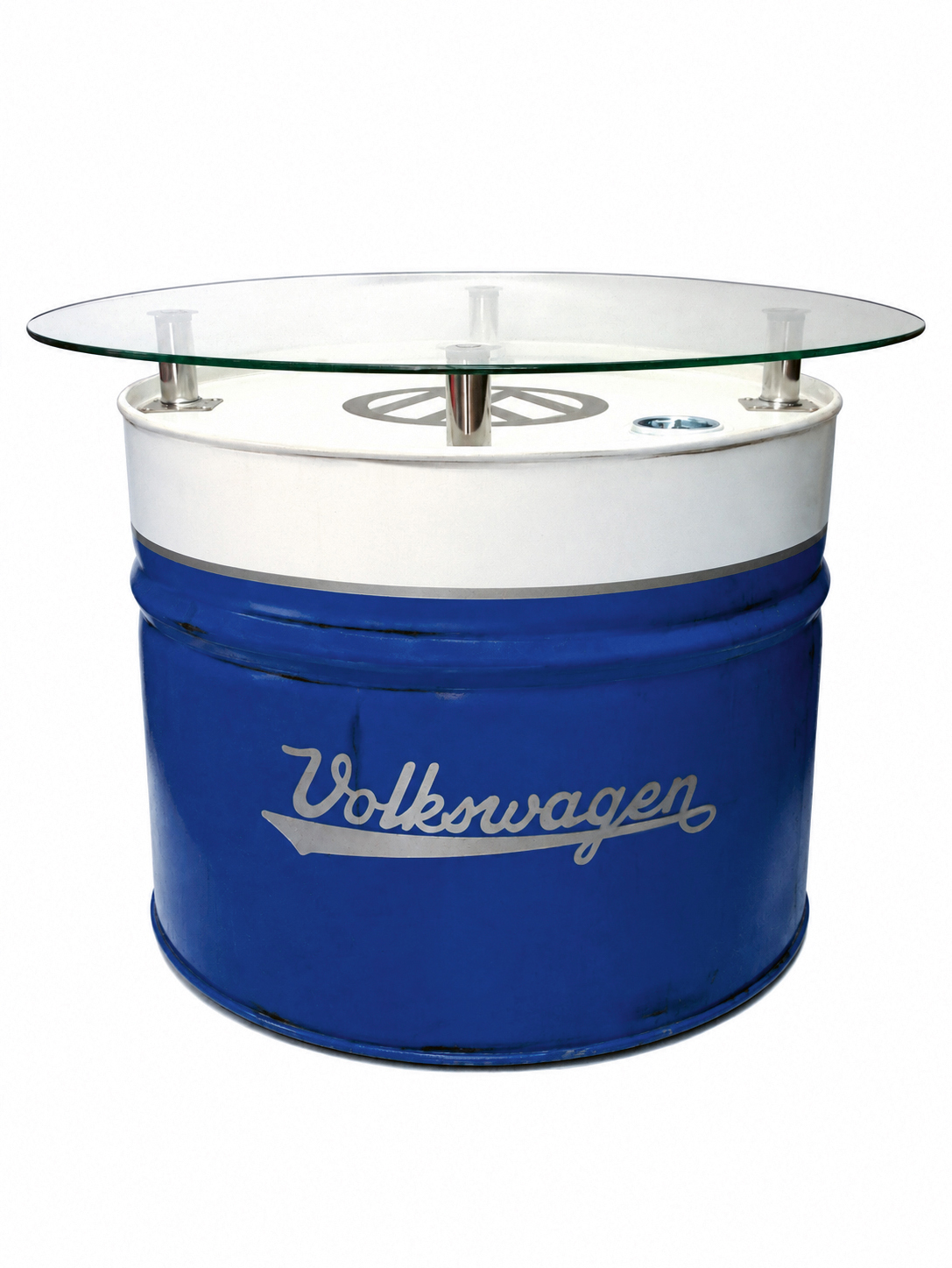 Table tonneau d'huile VW T1 Bus, aspect vintage (rouge/blanc ou bleu/blanc)