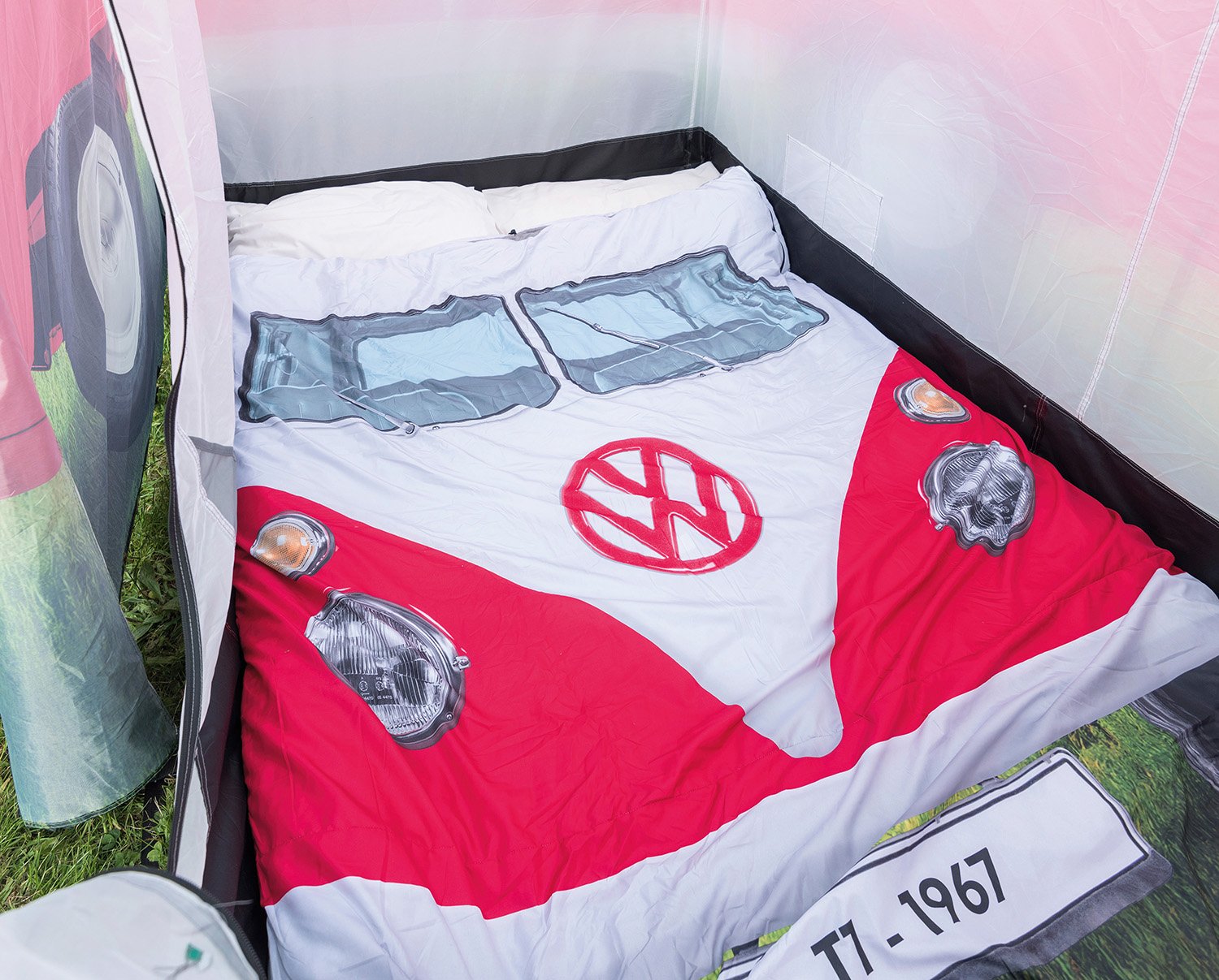 VW T1 Bulli Bus double sleeping bag - blue/red
