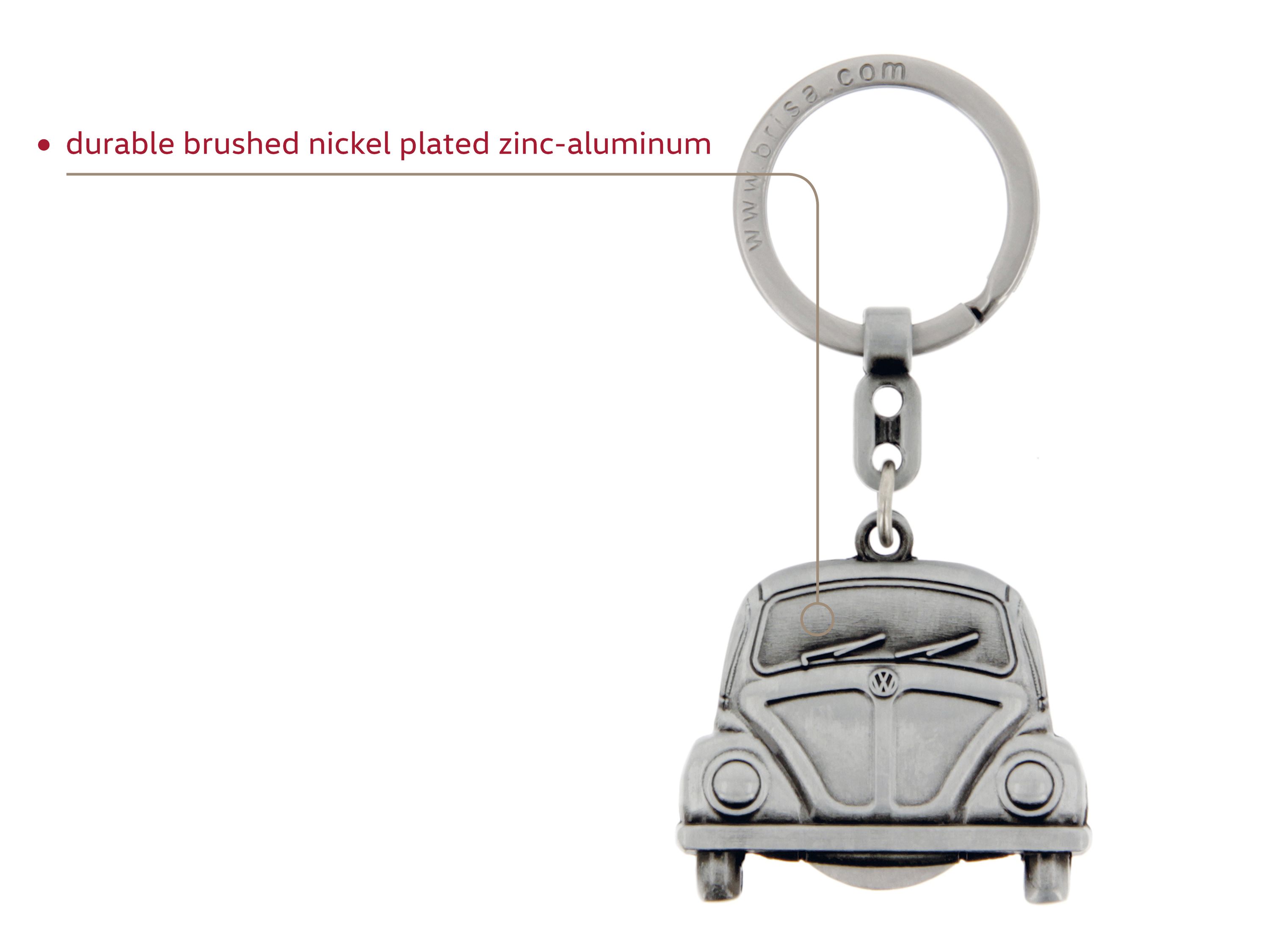 VW Beetle key ring with shopping cart chip in gift box - antique silver look