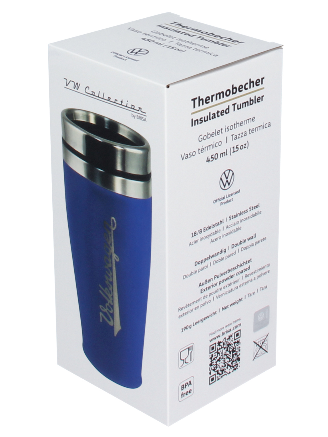 VW stainless steel thermo mug, double walled, 450ml