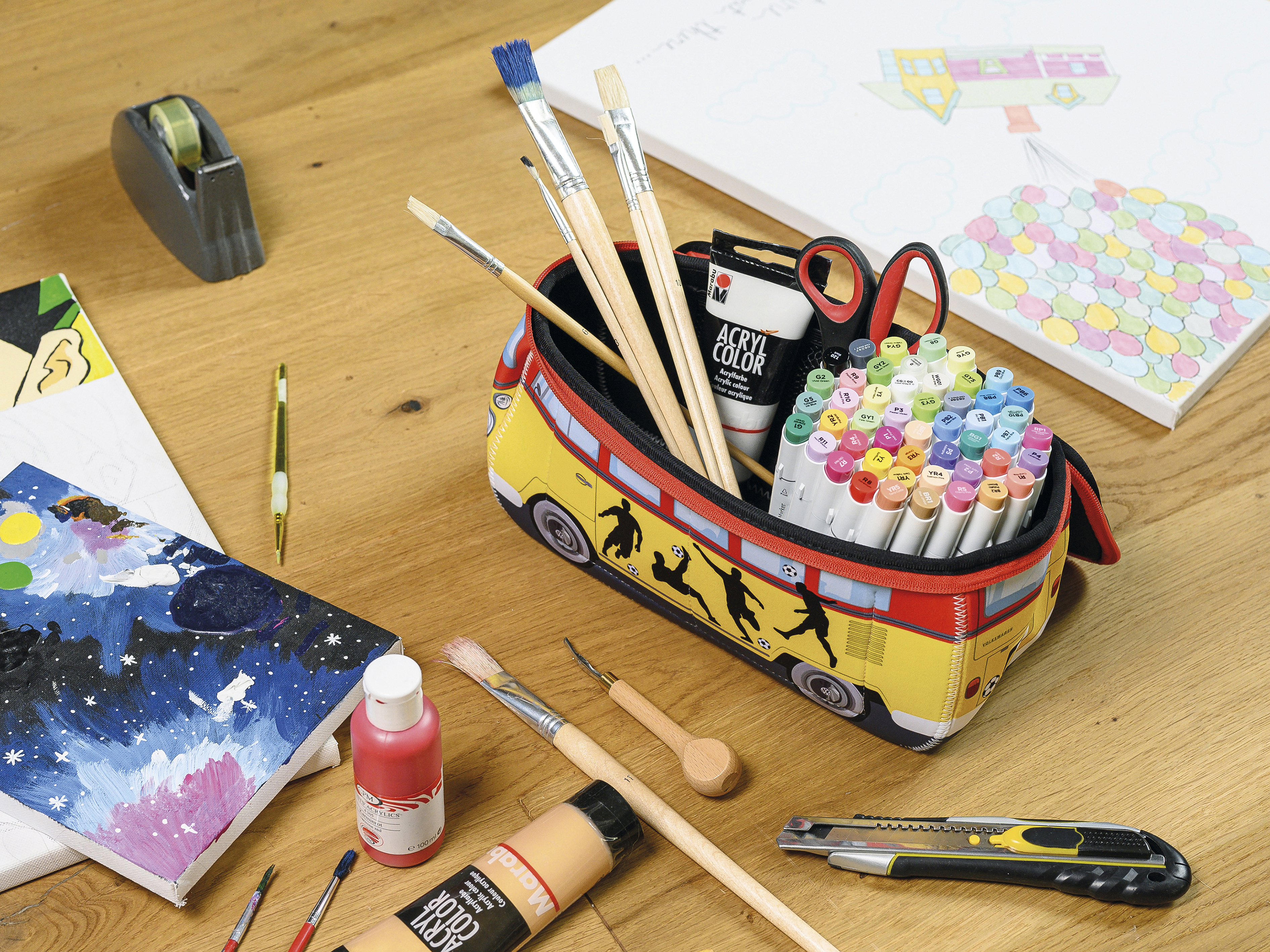 VW T1 Bulli Bus 3D Neoprene Pencil Case - Small