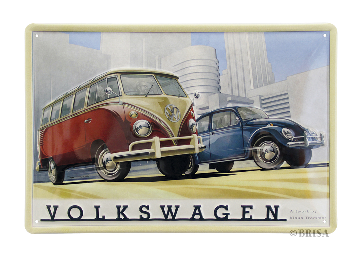 Cartel de lata VW T1 Bulli Bus & Beetle