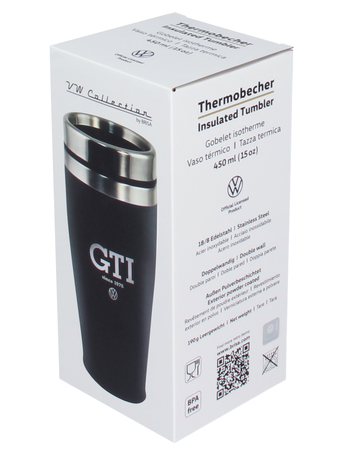 VW GTI Edelstahl Thermo-Becher, doppelwandig, 450ml