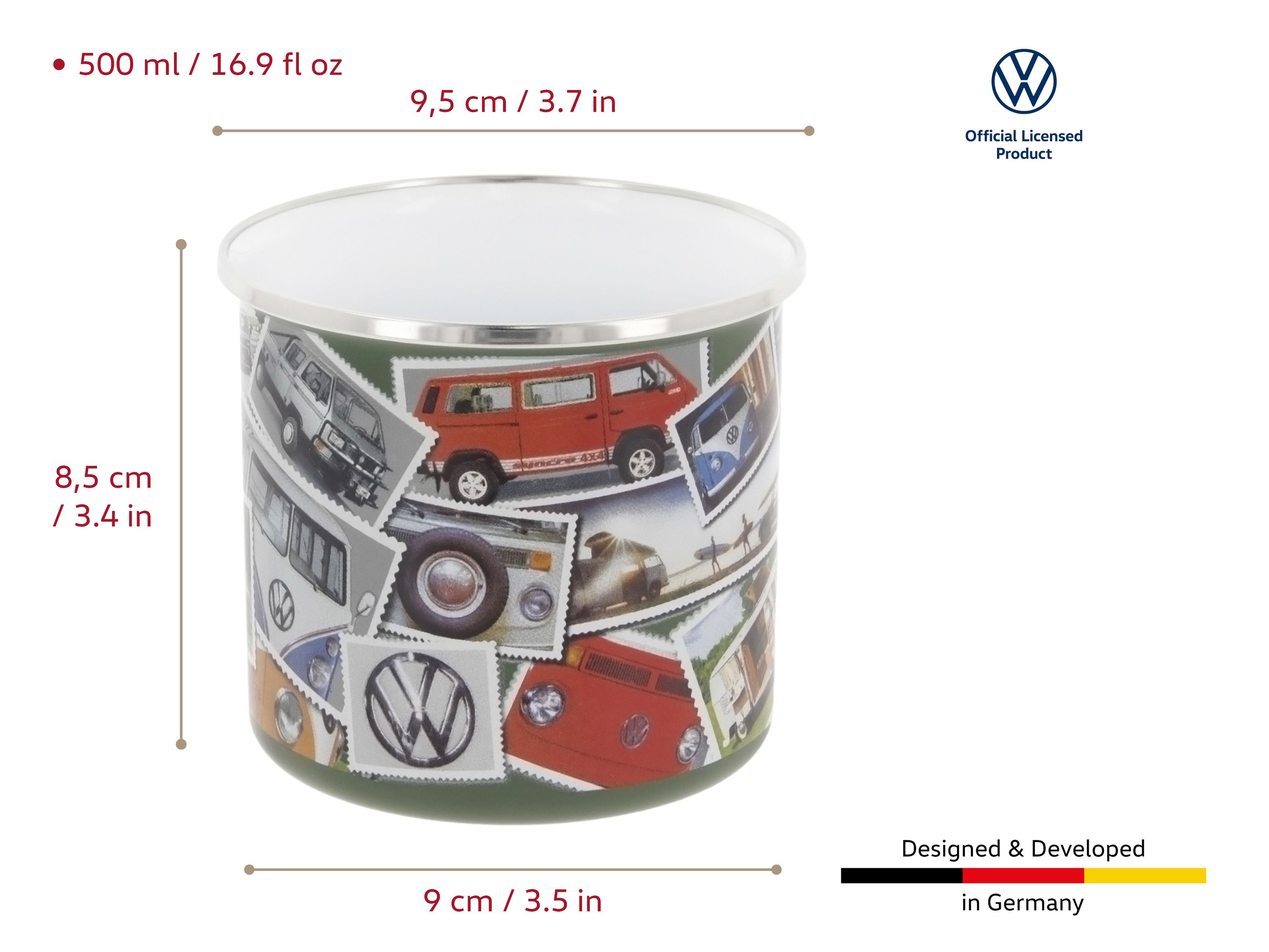 VW T1 Bulli bus cup enameled 500ml