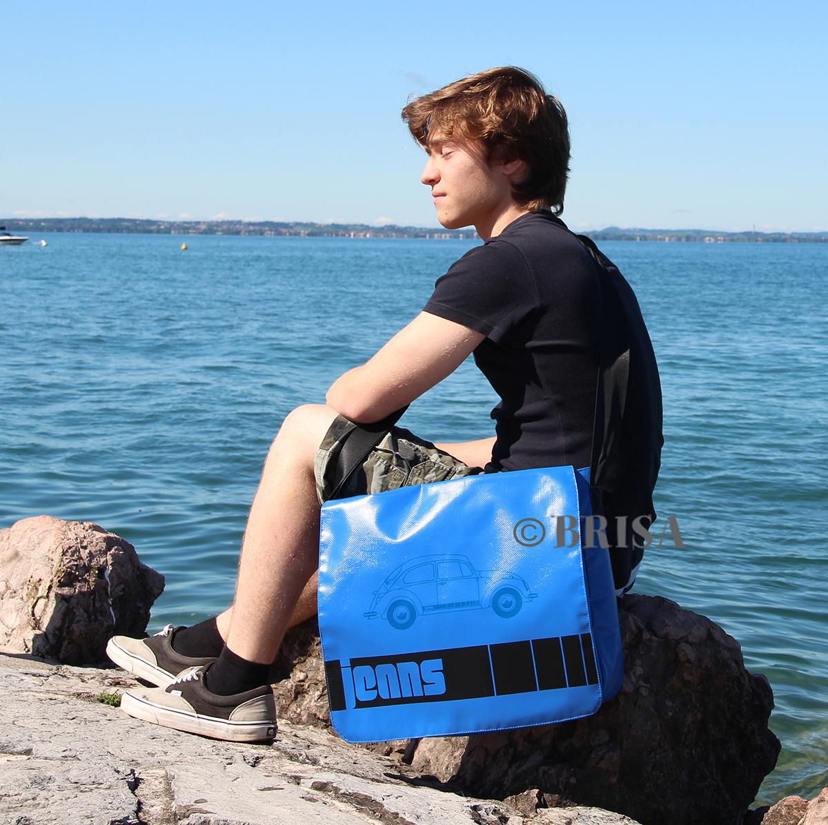 Bolsa bandolera VW Beetle "Jeans" de lona de camión, grande

