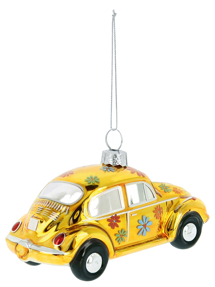 VW Käfer Deko-Anhänger & Weihnachtsschmuck aus Glas in Geschenkbox (Maßstab 1:40)