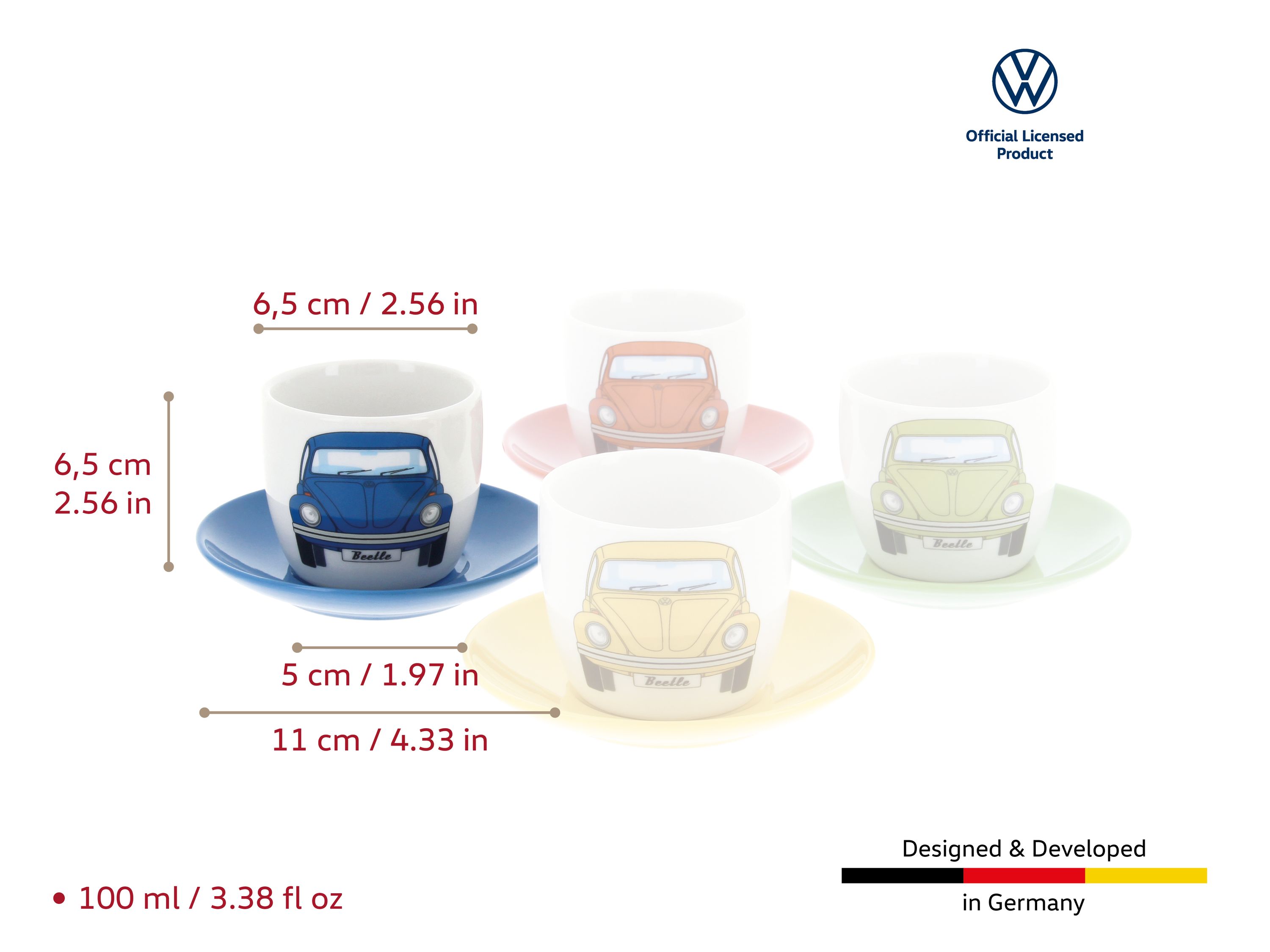 VW Käfer Espresso Tassen 4er Set 100ml