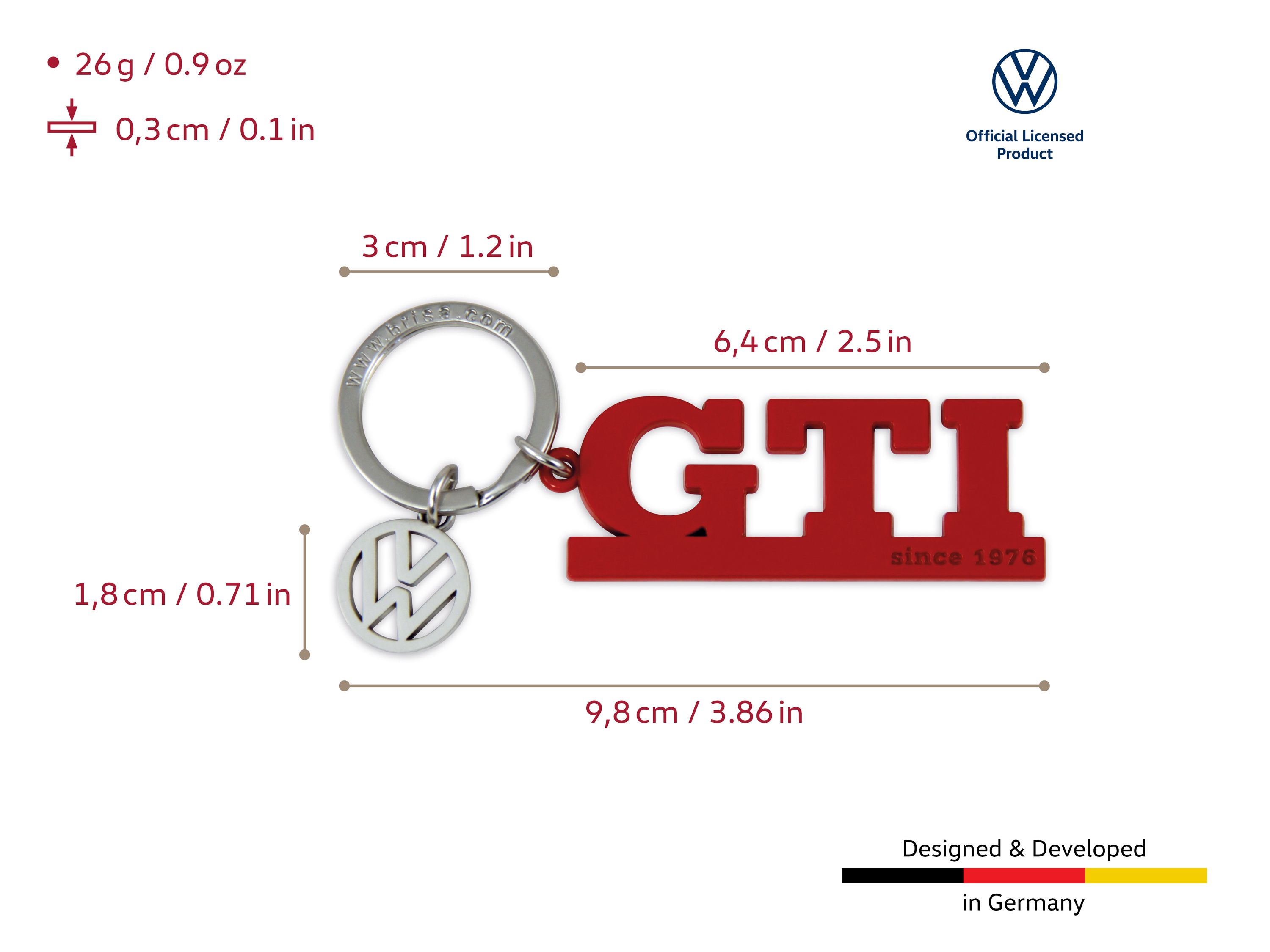 VW GTI keychain with charm