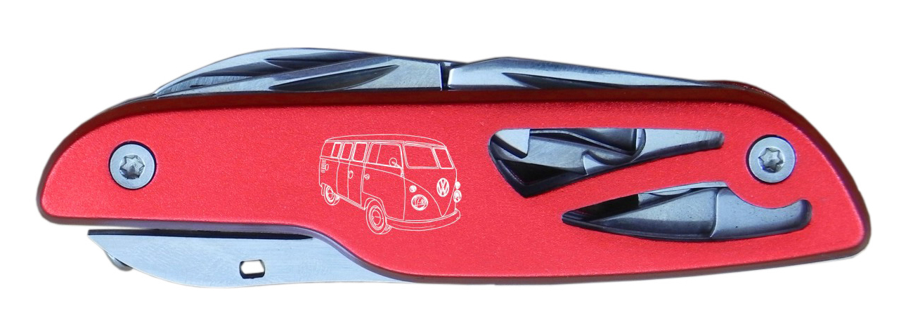 Volkswagen Bus VW T1 Combi Couteau de Poche dans boîte cadeau - rouge
