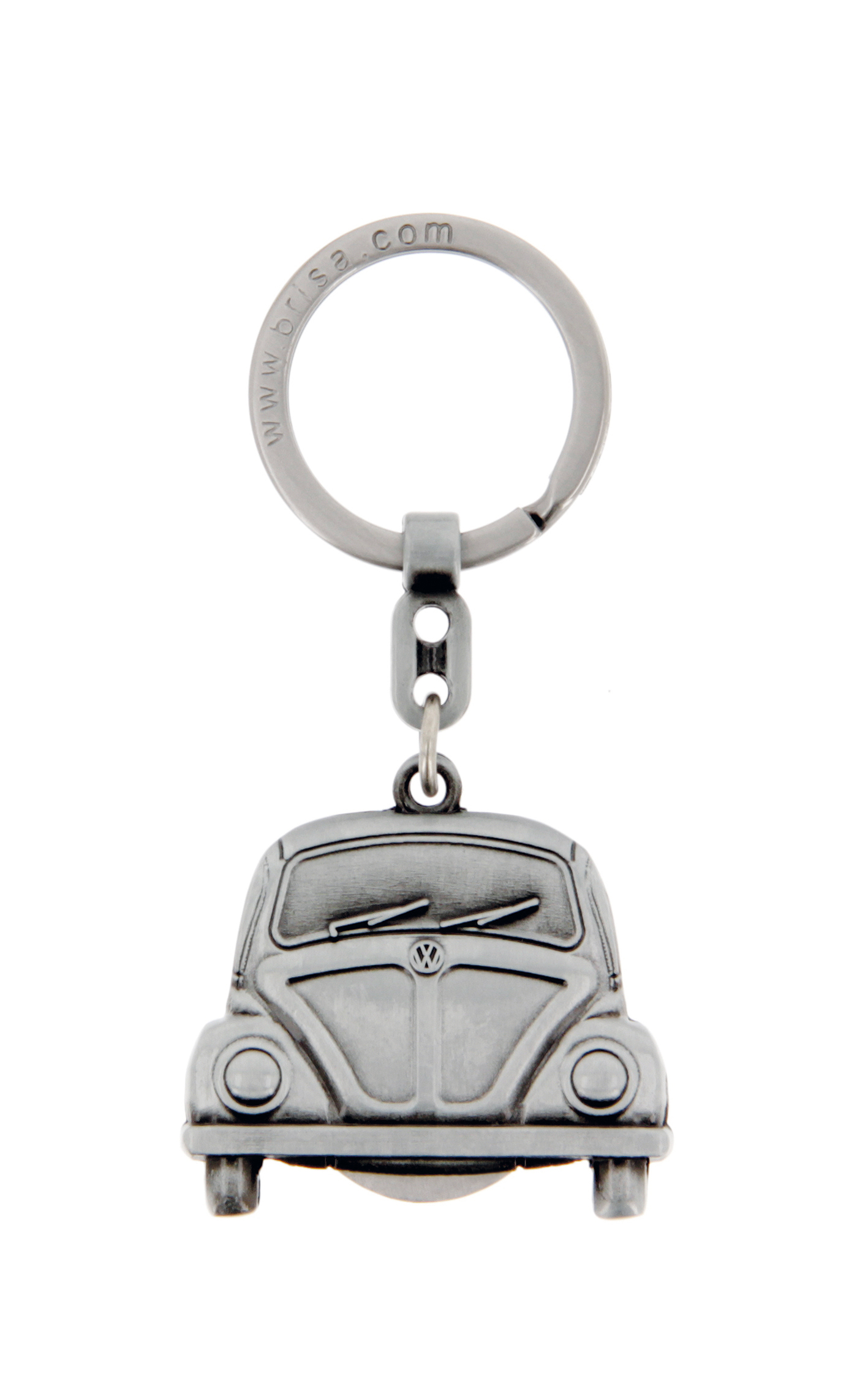 Portachiavi VW Beetle con chip per carrello della spesa in confezione regalo - look argento antico