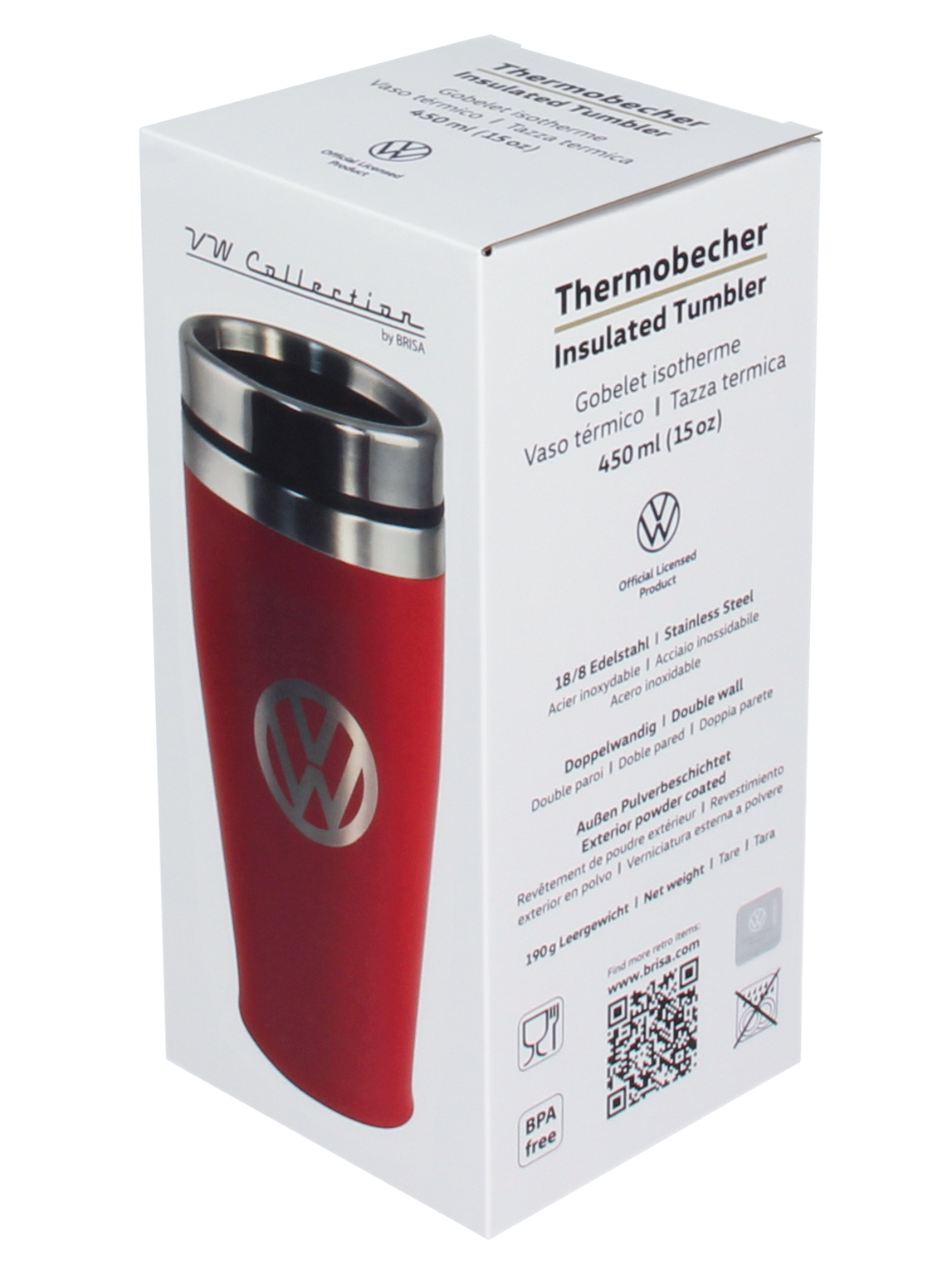 VW stainless steel thermo mug, double walled, 450ml