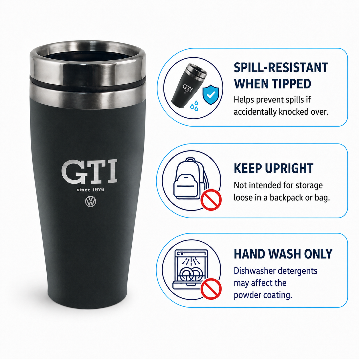 VW GTI Edelstahl Thermo-Becher, doppelwandig, 450ml