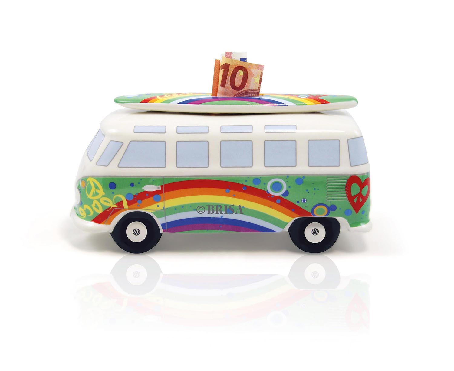 Alcancía del VW T1 Bulli Bus con tabla de surf (1:18)