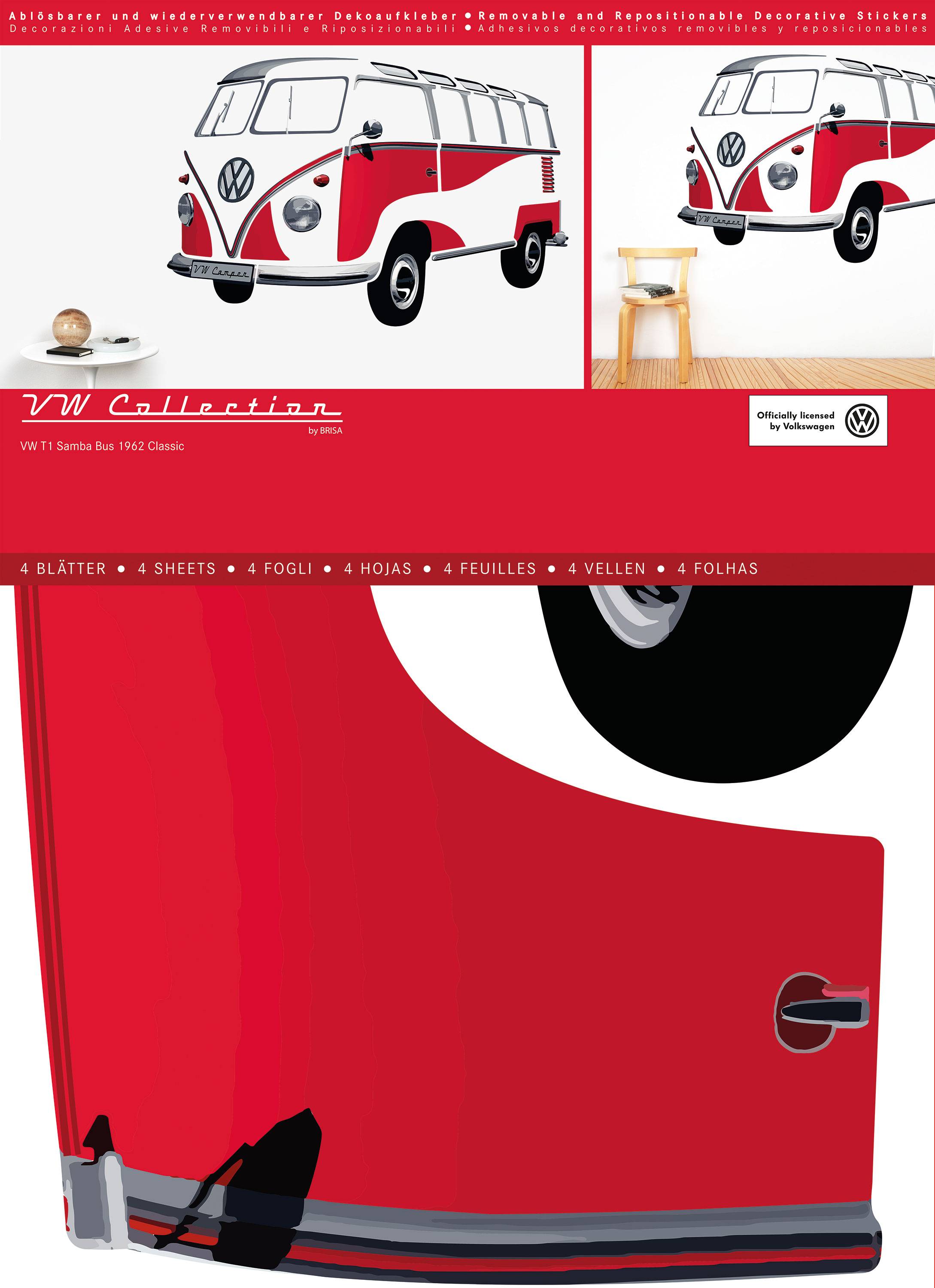 Tatuaggio da parete del bus VW T1 Bulli