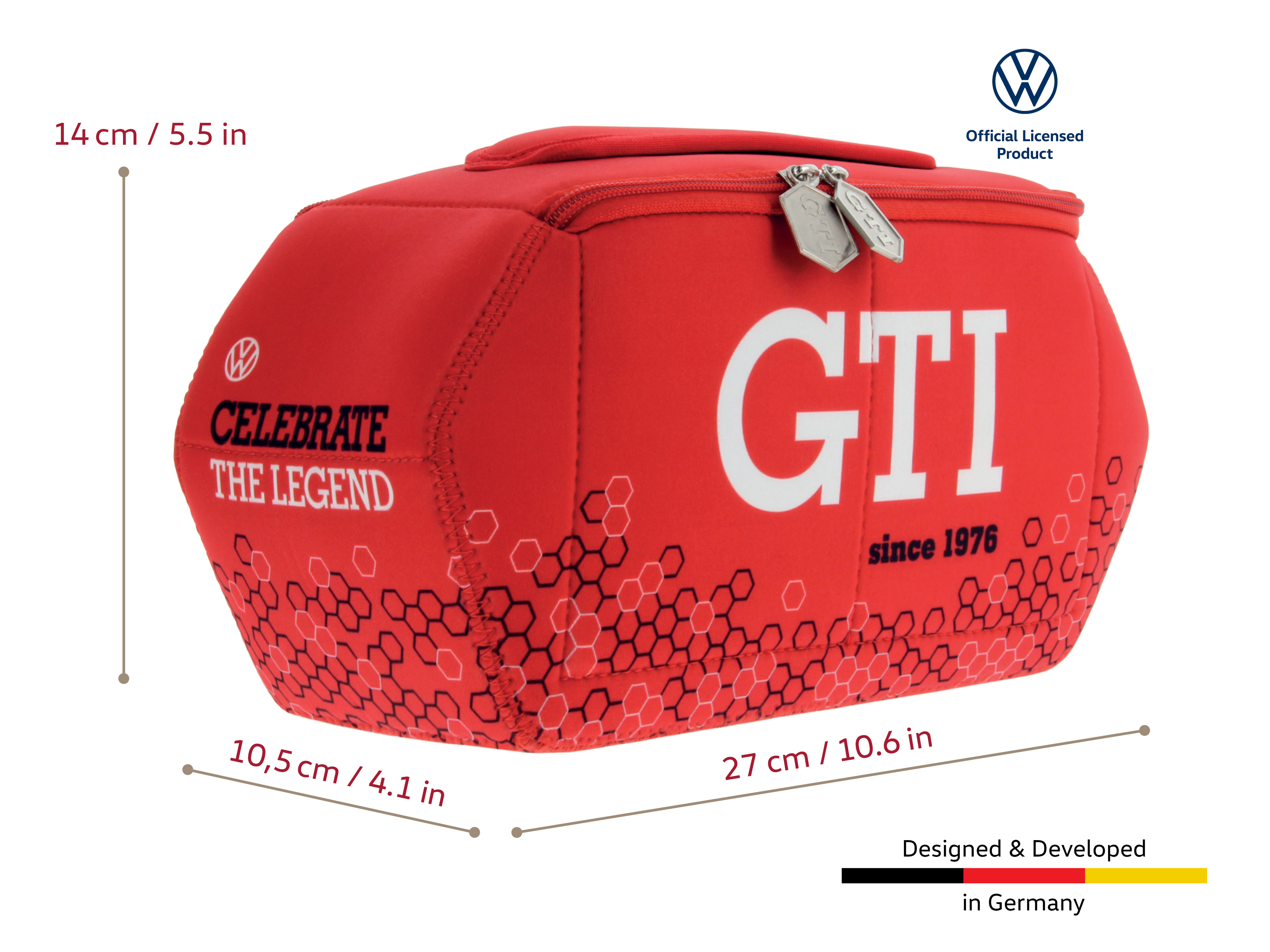 VOLKSWAGEN VW GTI Etui universel  3D en néoprène - Hexagone/Rouge
