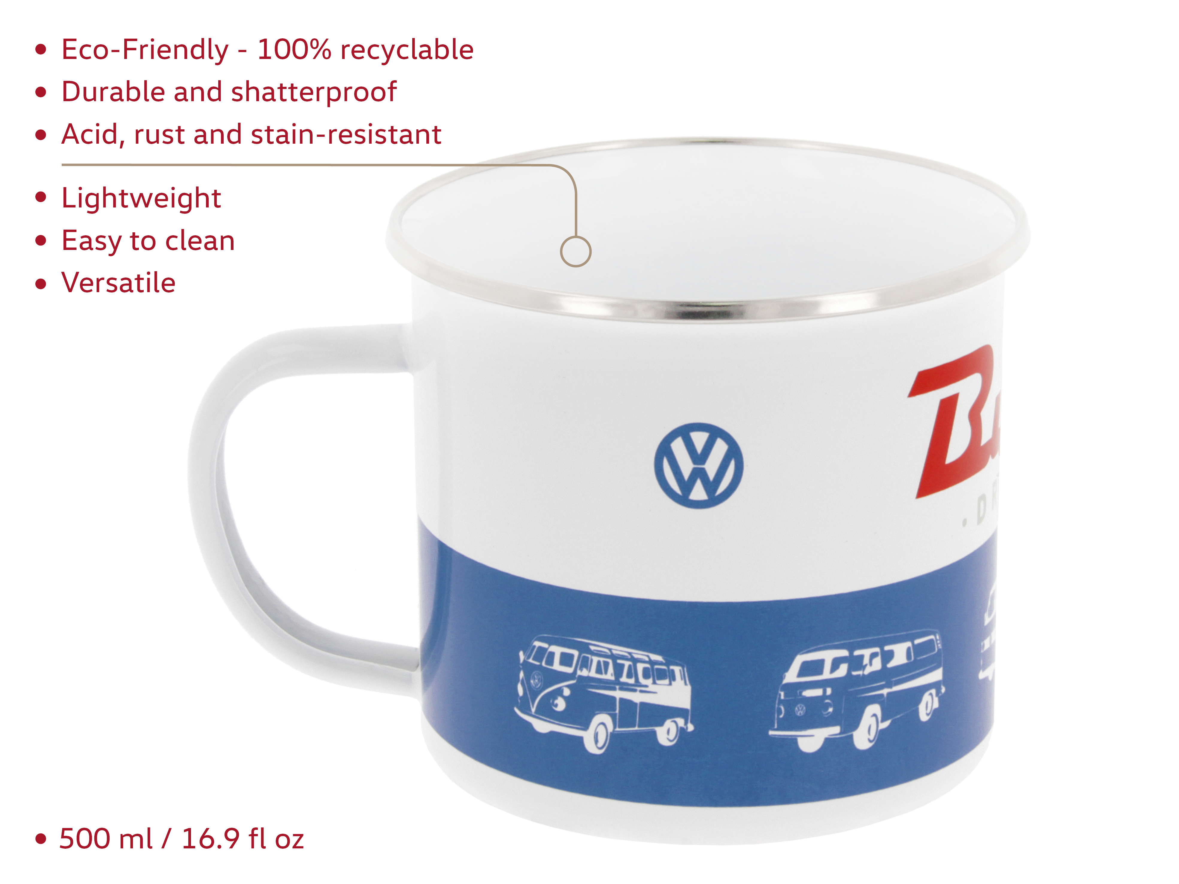 VW T1 Bulli Bus Tasse emailliert 500ml