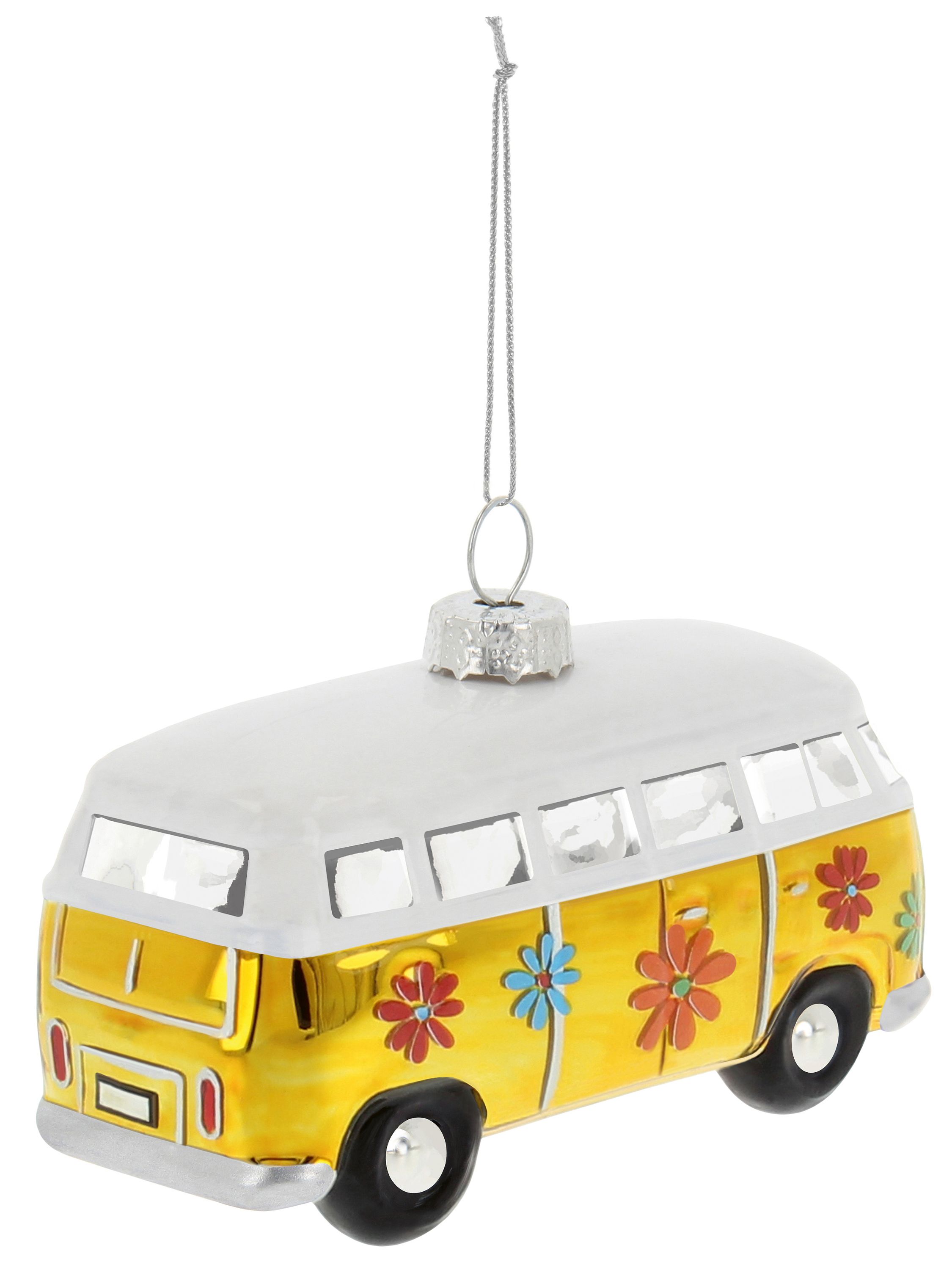 VW T1 Bulli Bus Deko-Anhänger & Weihnachtsschmuck aus Glas in Geschenkbox (Maßstab 1:40)
