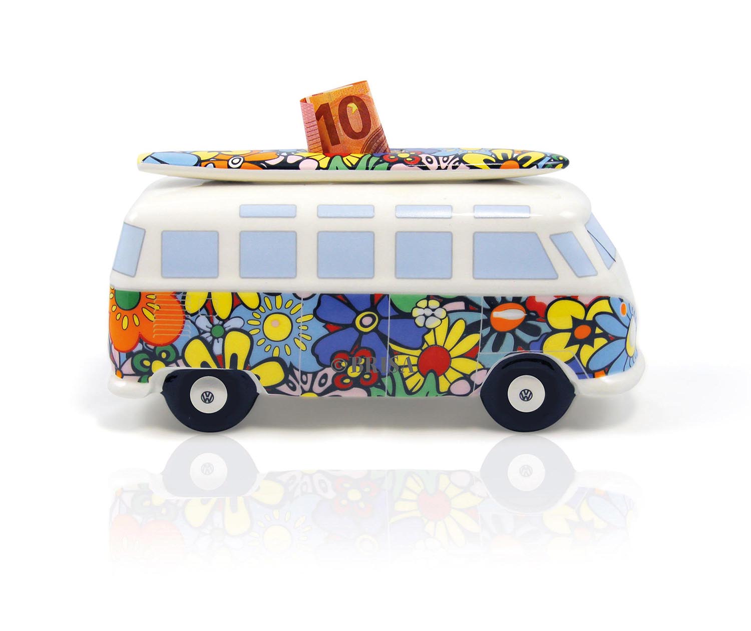 Salvadanaio VW T1 Bulli con tavola da surf (1:18)