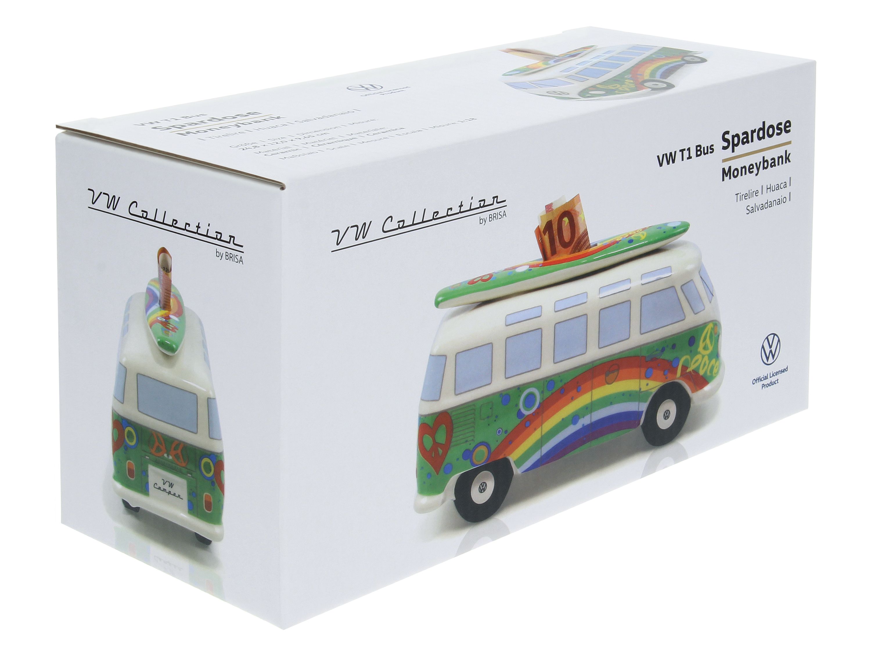 Alcancía del VW T1 Bulli Bus con tabla de surf (1:18)
