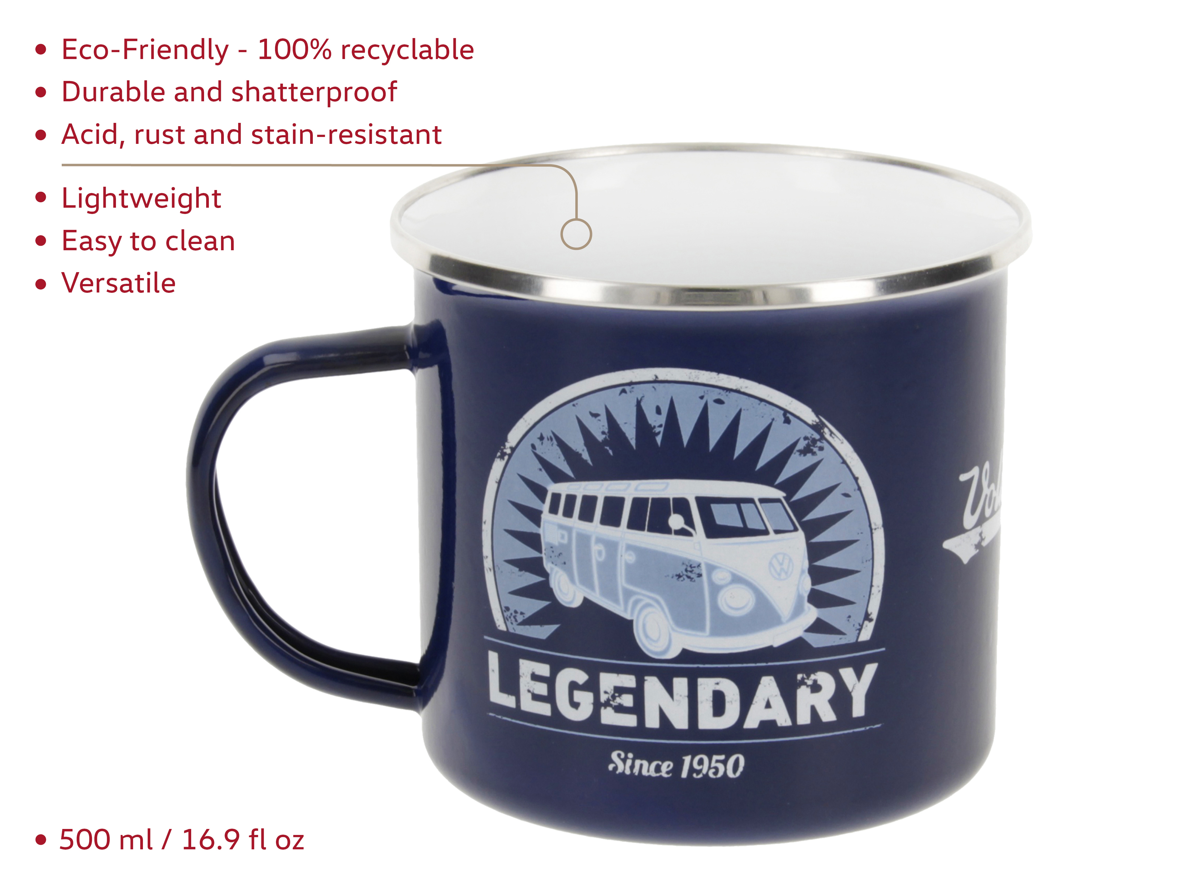 VW T1 Bulli Bus Tasse emailliert 500ml