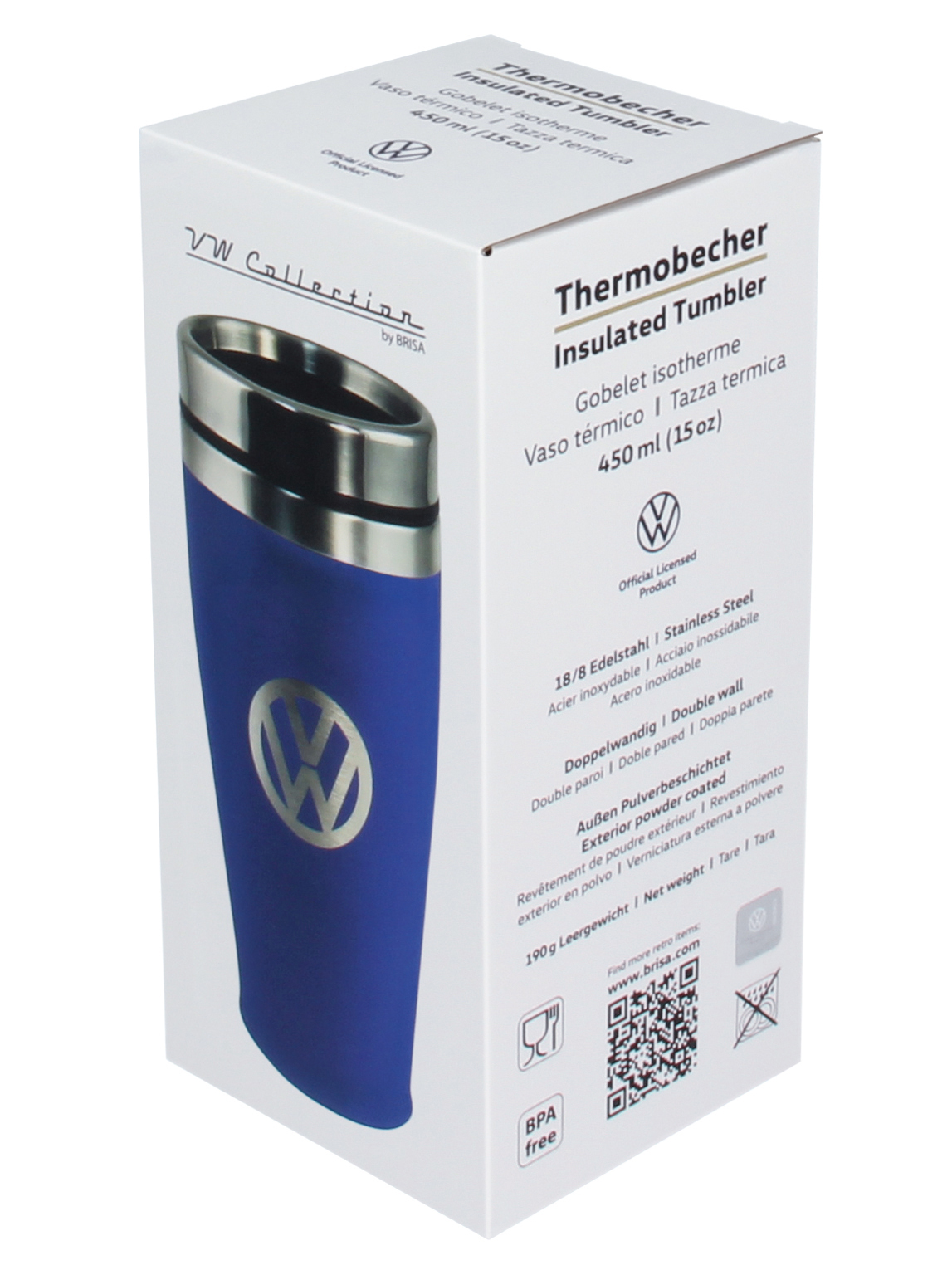 VW stainless steel thermo mug, double walled, 450ml