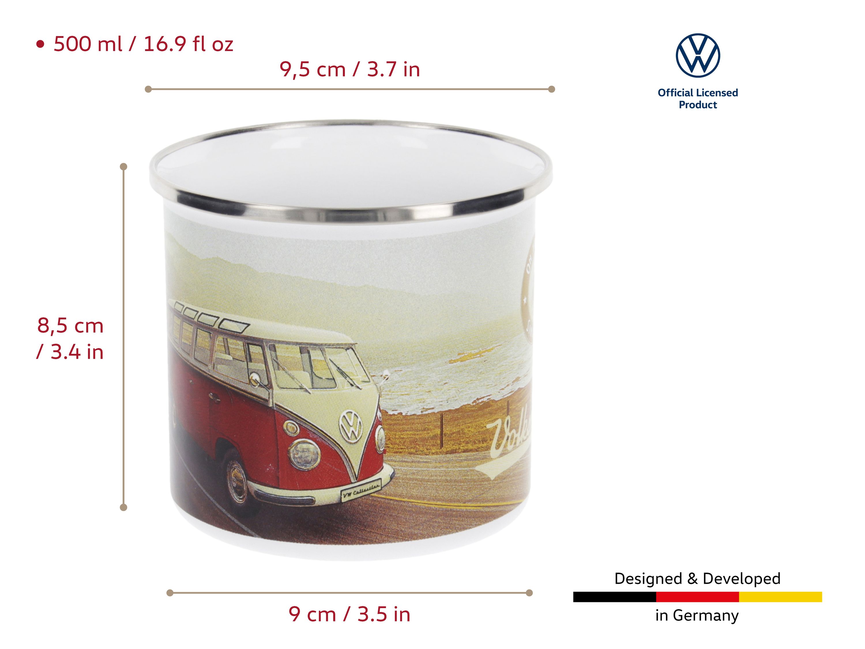 VOLKSWAGEN BUS VW T1 Combi Tasse émaillé 500ml - Parade/beige