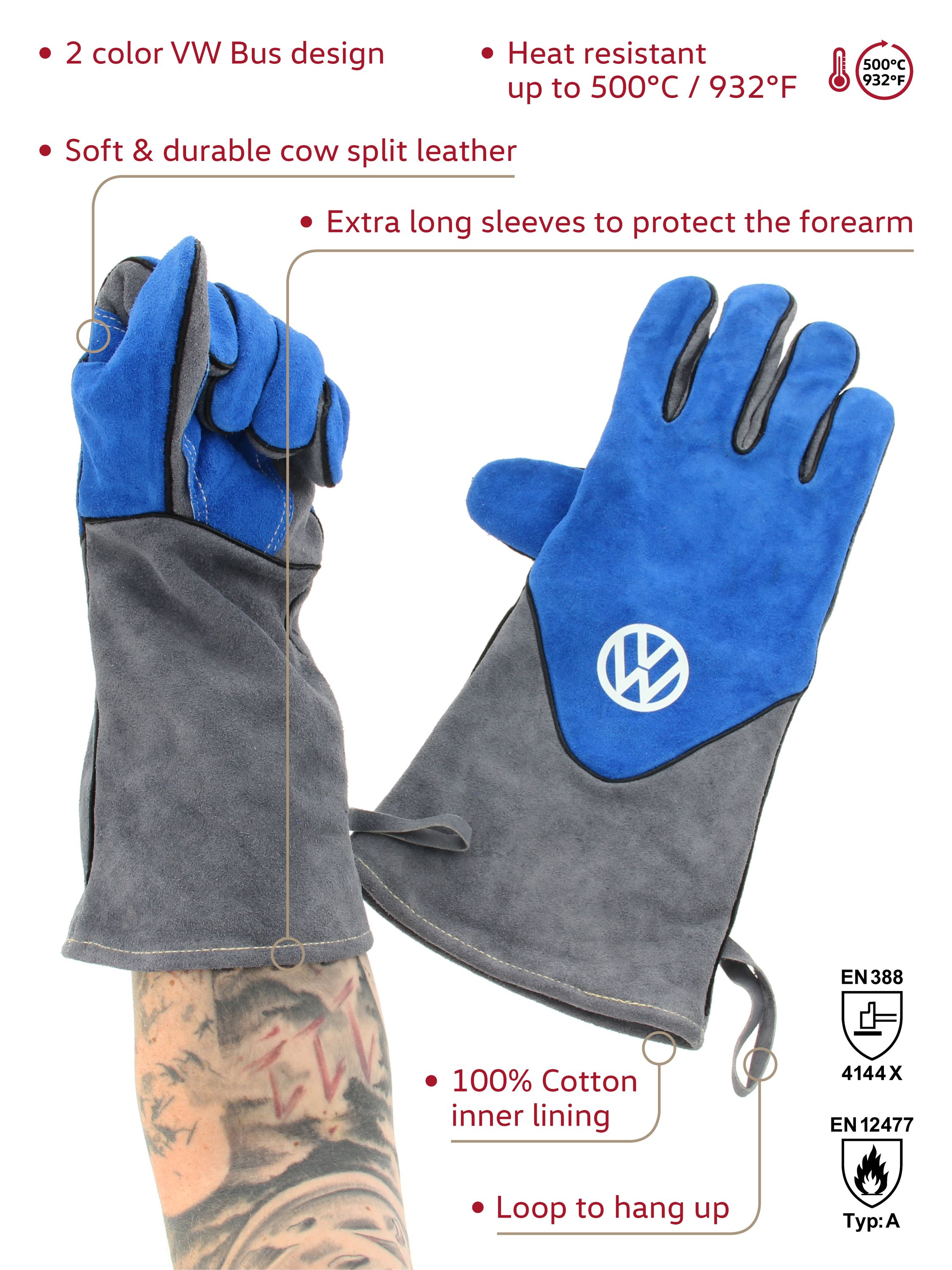 VW T1 Bus Grillhandschuhe in Geschenkbox Rindsleder (Paar)