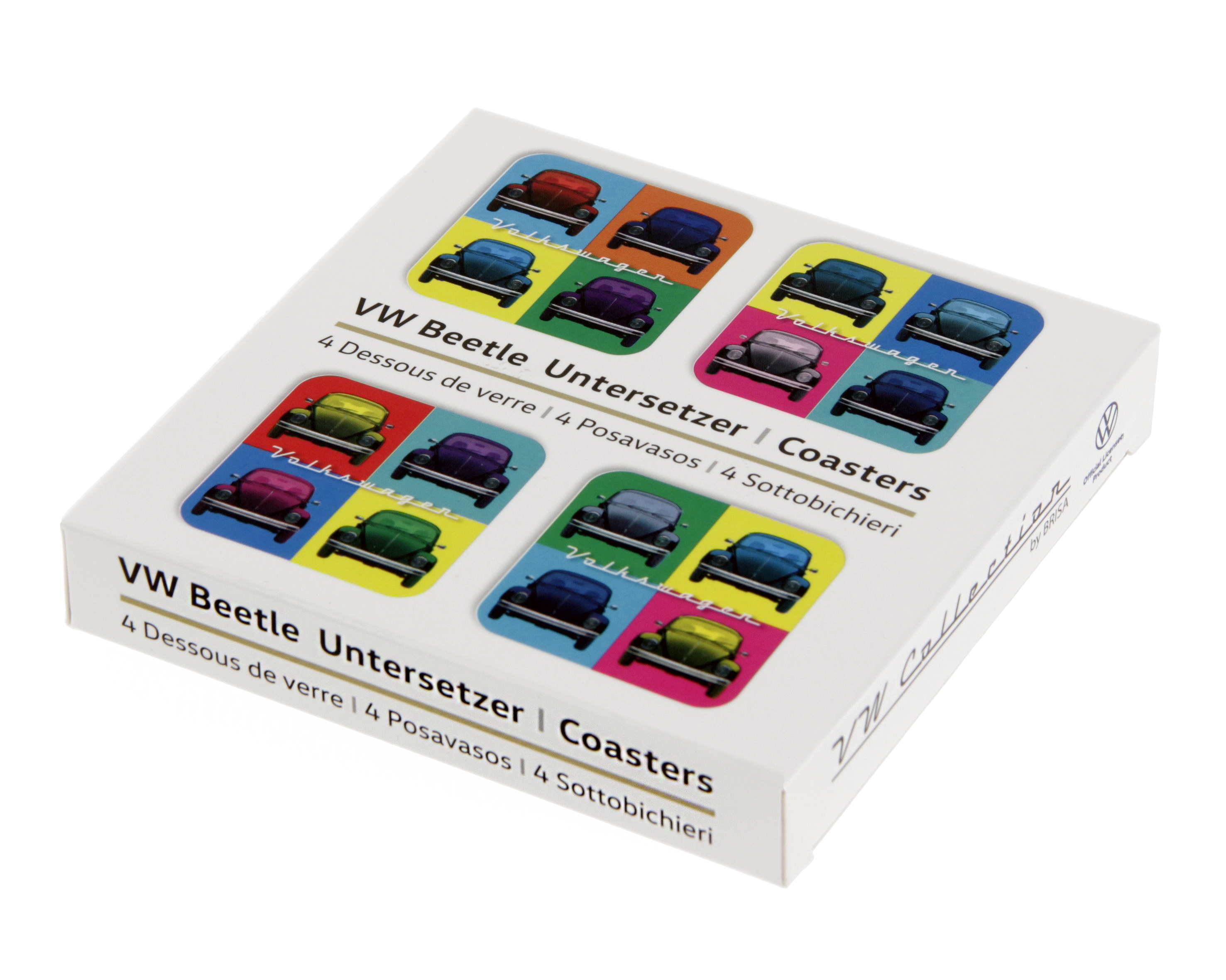 VW Beetle coaster set of 4 in cardboard slipcase - Multicolor