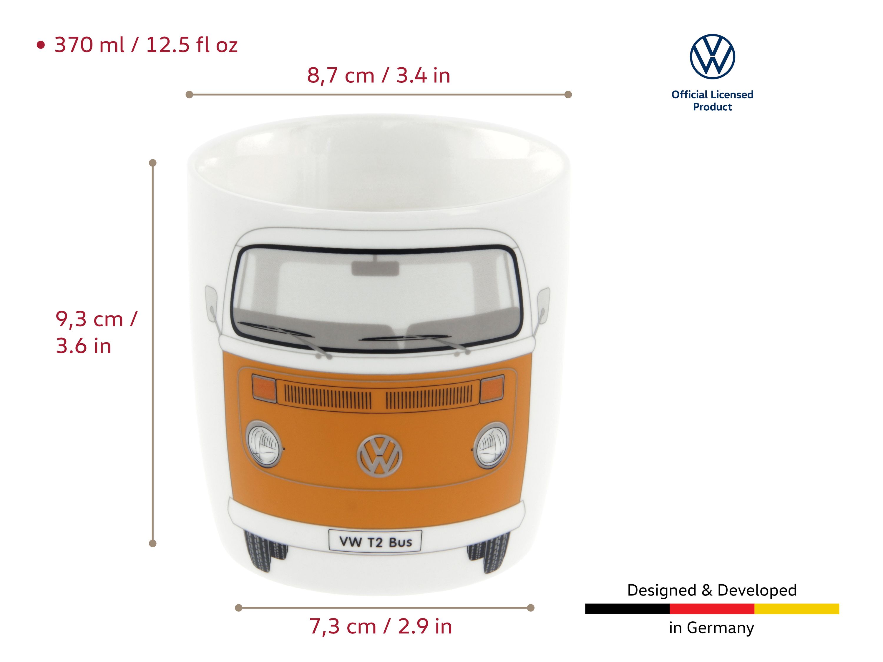 VOLKSWAGEN BUS VW T2 Combi Mug à café 370ml - orange
