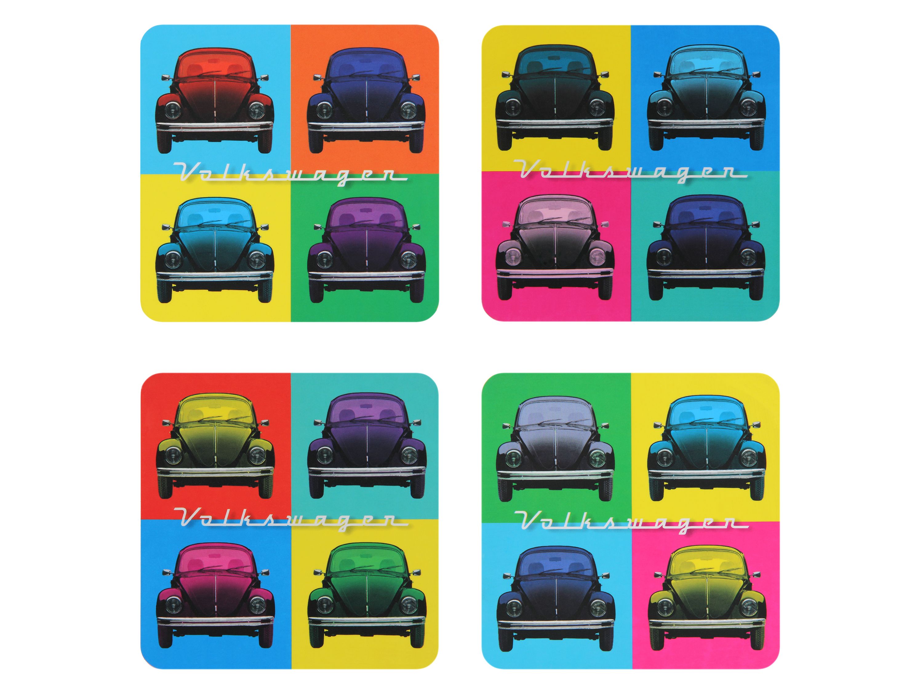 Juego de 4 posavasos VW Beetle en estuche de cartón - Multicolor