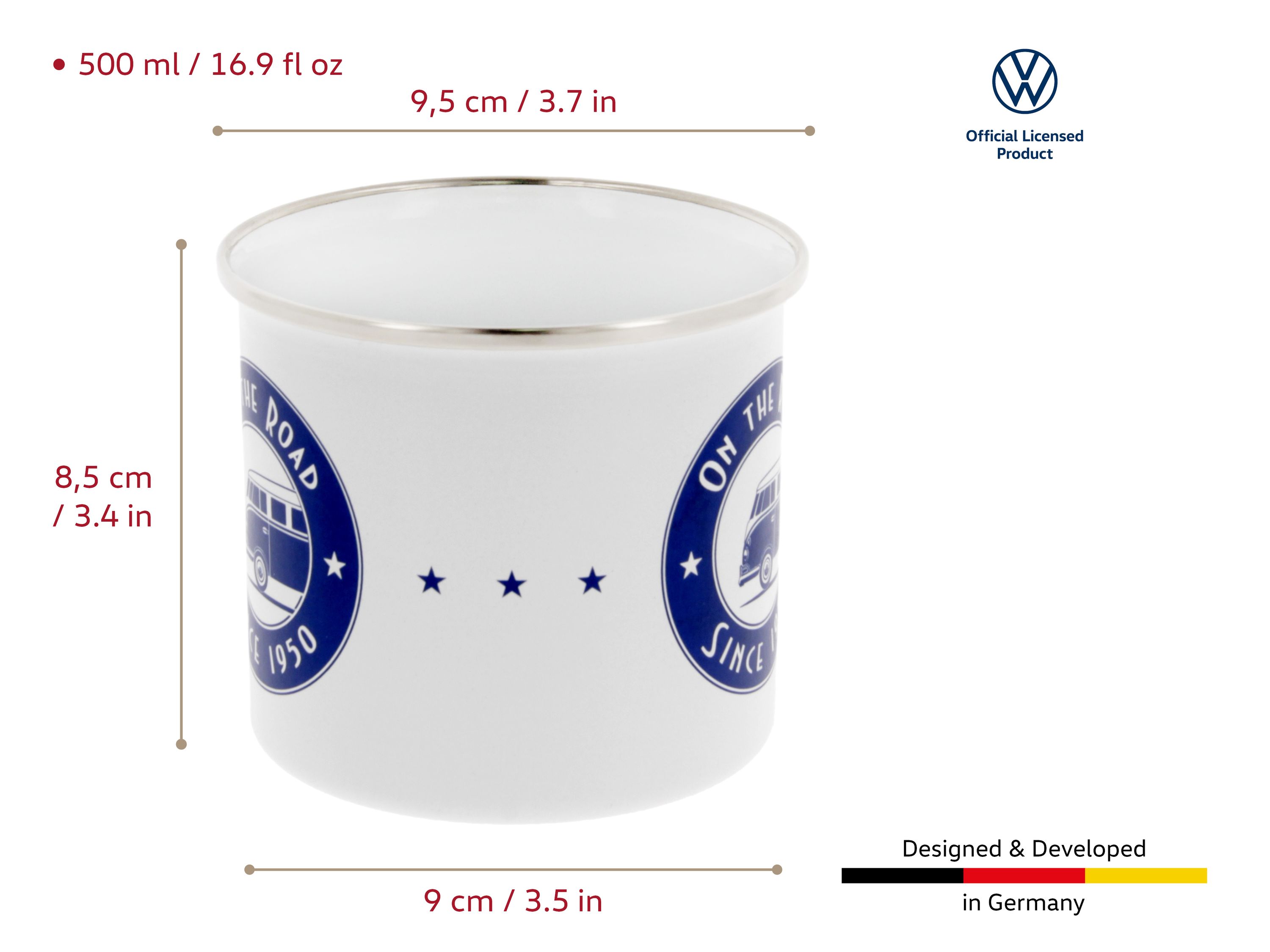 VW T1 Bulli Bus Tasse emailliert 500ml