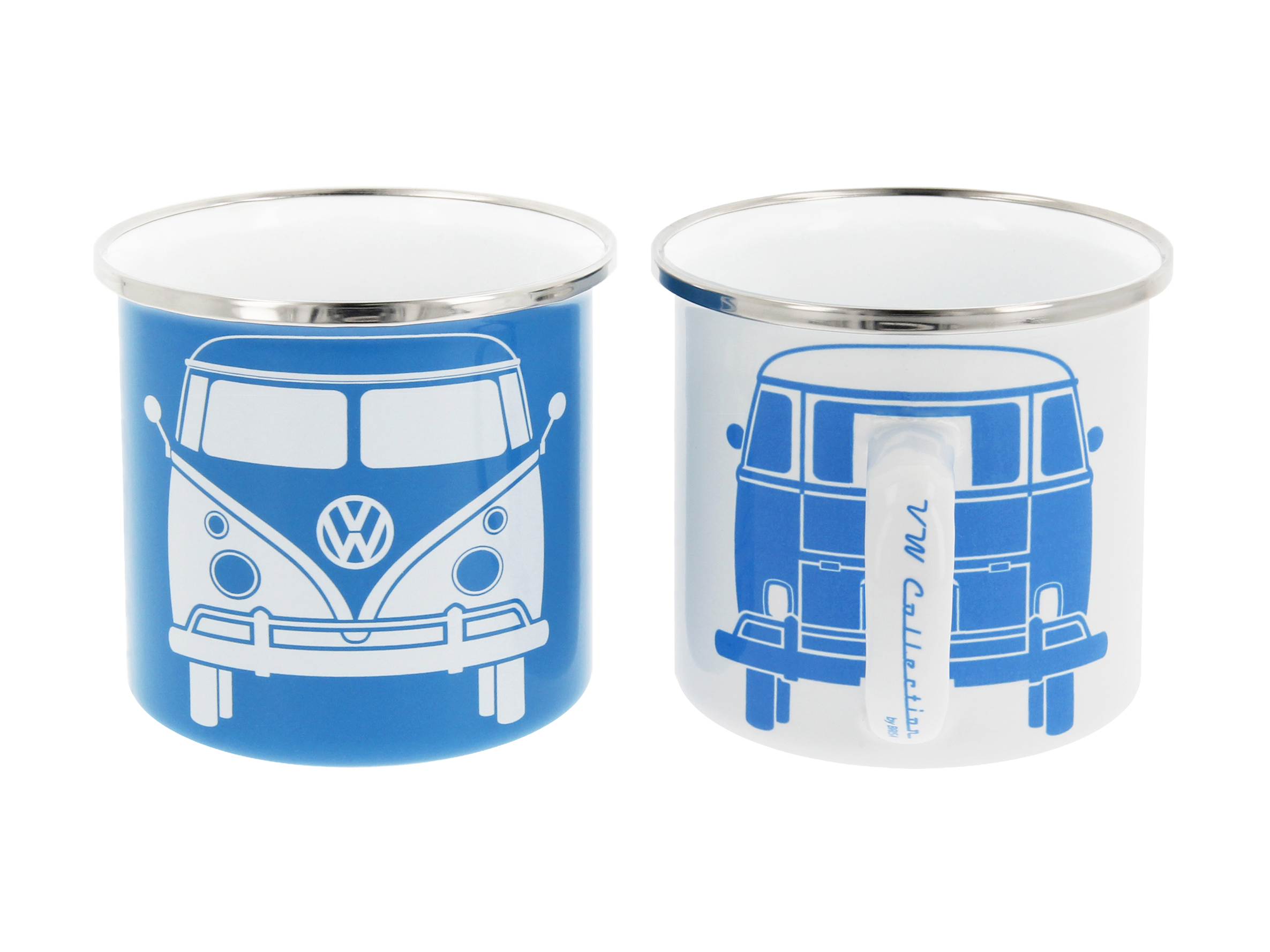 VOLKSWAGEN BUS VW T1 Combi Tasse émaillé, 2 pièces, 350ml - bleu/gris