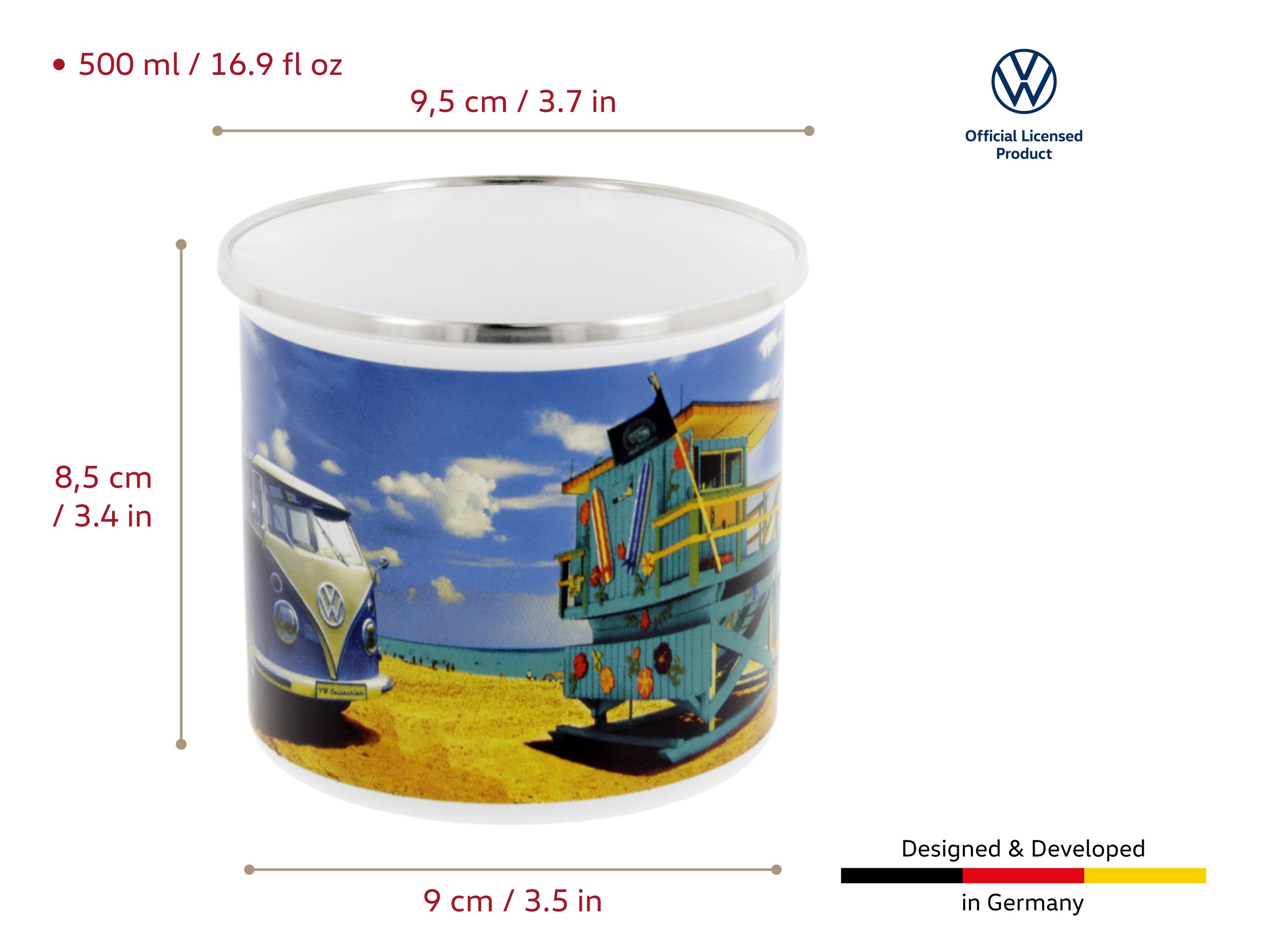 VOLKSWAGEN BUS VW T1 Combi Tasse émaillé 500ml - Parade/beige