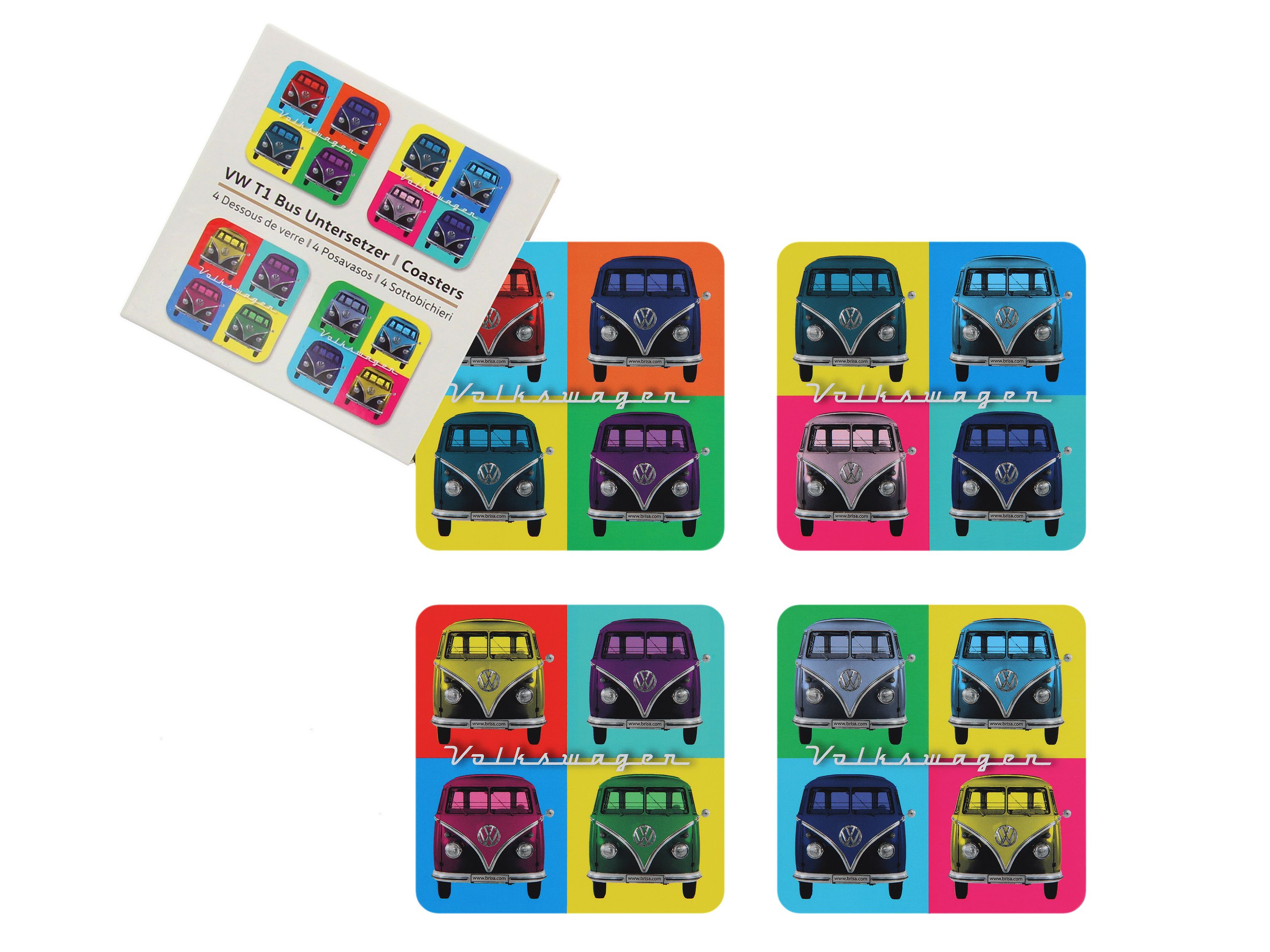 VW T1 Bulli Bus Untersetzer 4er Set