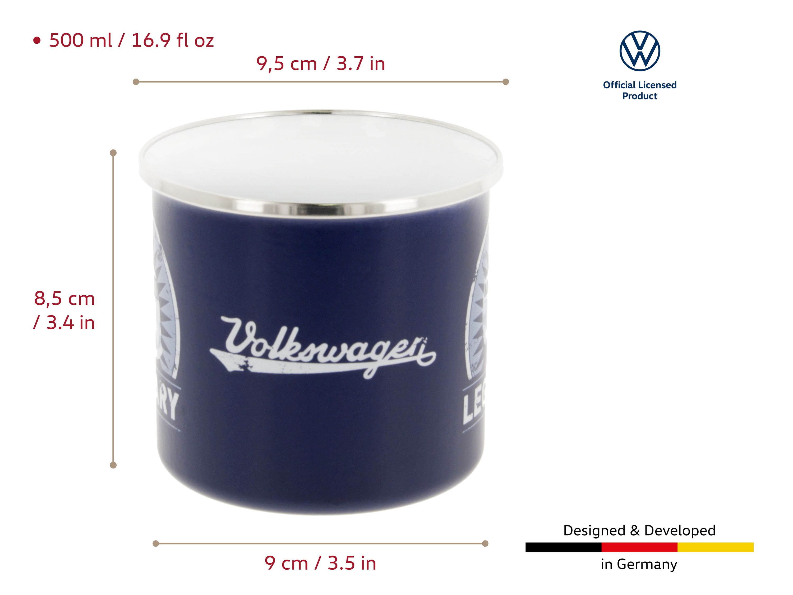 VW T1 Bulli Bus Tasse emailliert 500ml